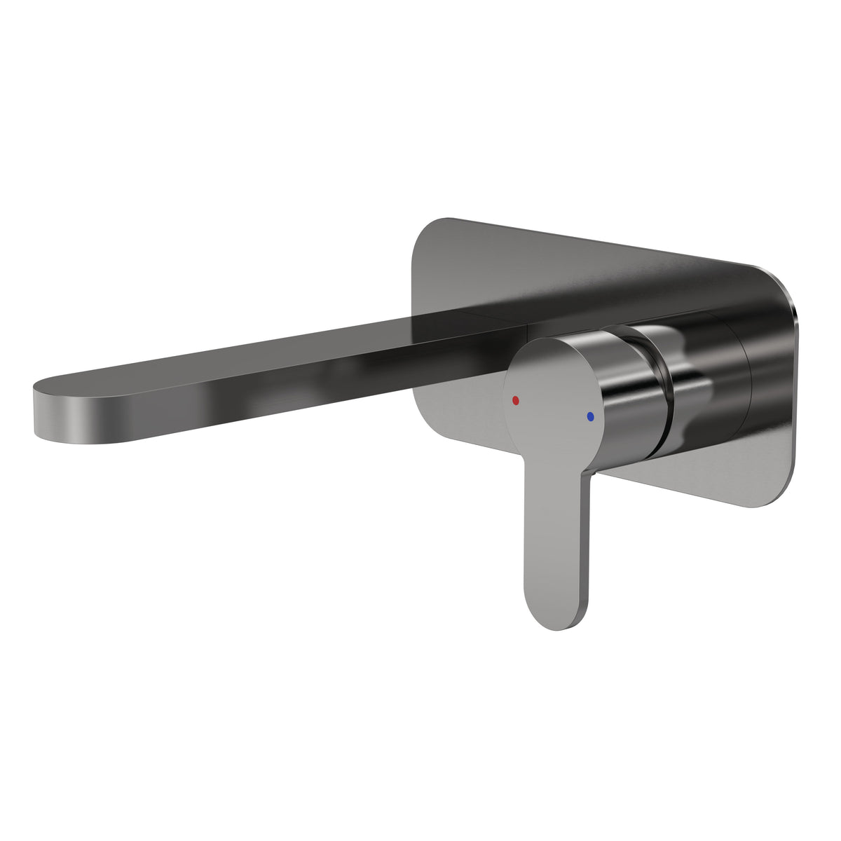 Nuie Arvan Brushed Wall Mounted 2 Tap Hole Pewter Basin Mixer