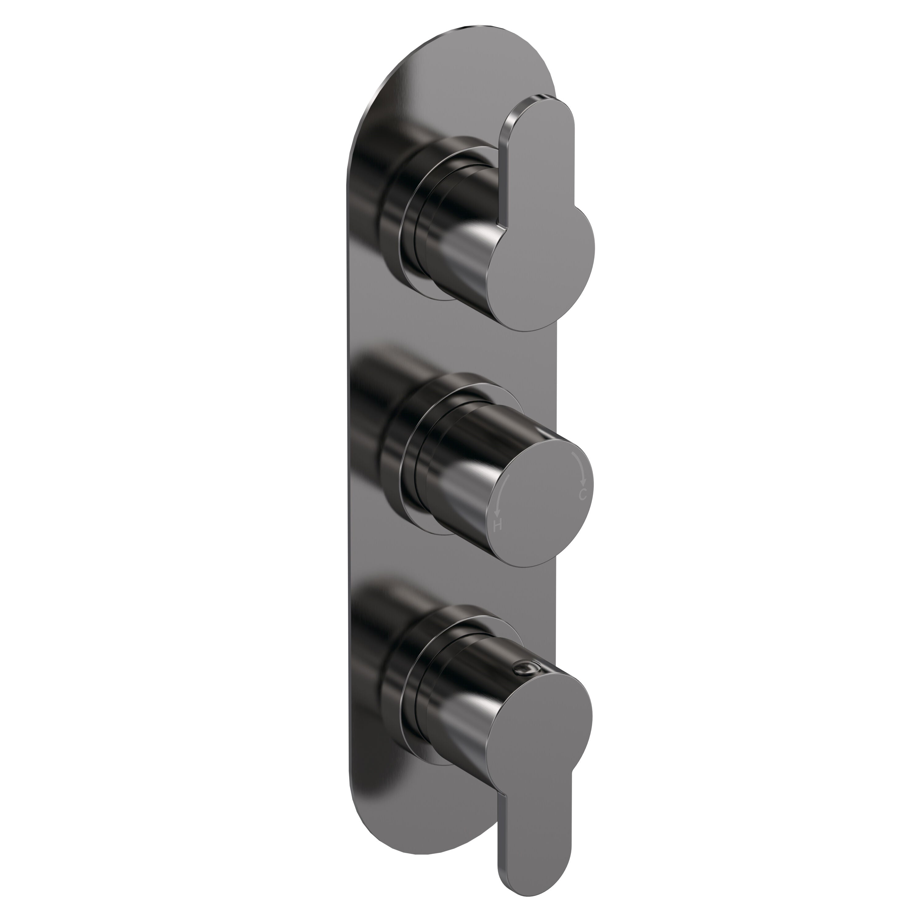 nuie Arvan Brushed Pewter Triple Thermostatic Shower Valve