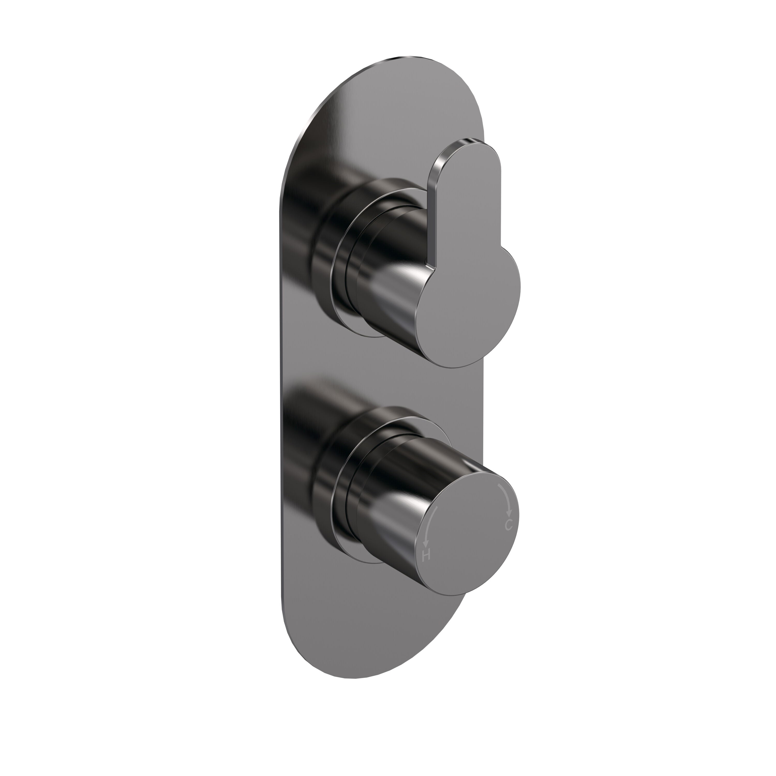 nuie Brushed Pewter Twin Thermostatic Shower Valve