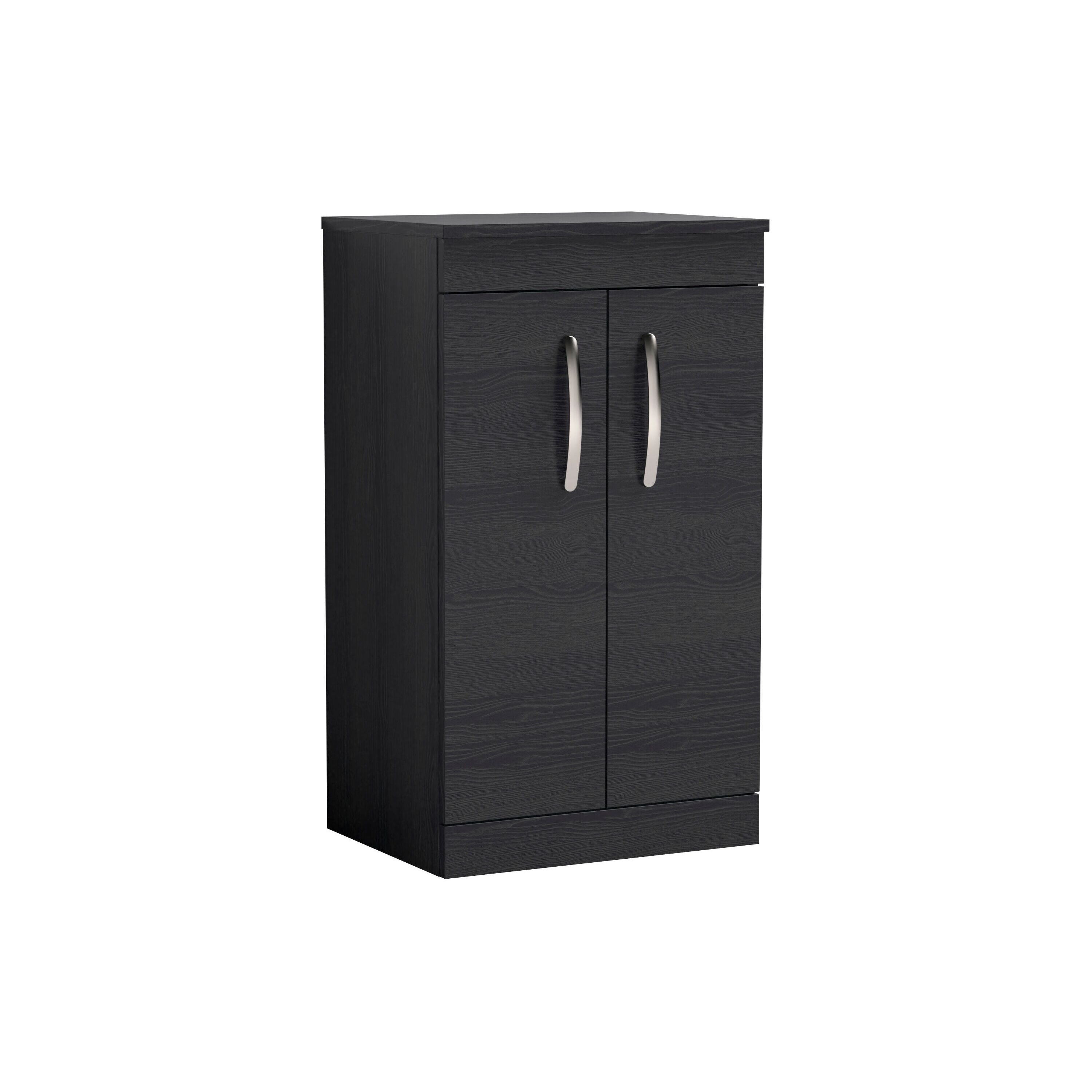 nuie Athena 500mm Charcoal Black 2 Door Floor Standing Vanity Unit With Co-ordinating Worktop