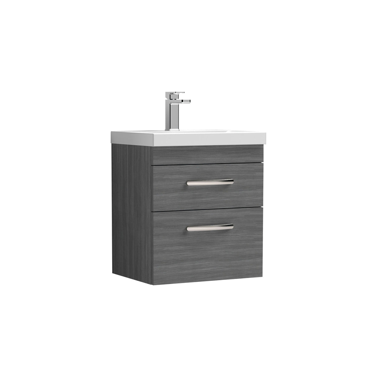 Nuie Athena 500mm 2 Drawer Wall Hung Vanity Unit With Mid-Edge Basin