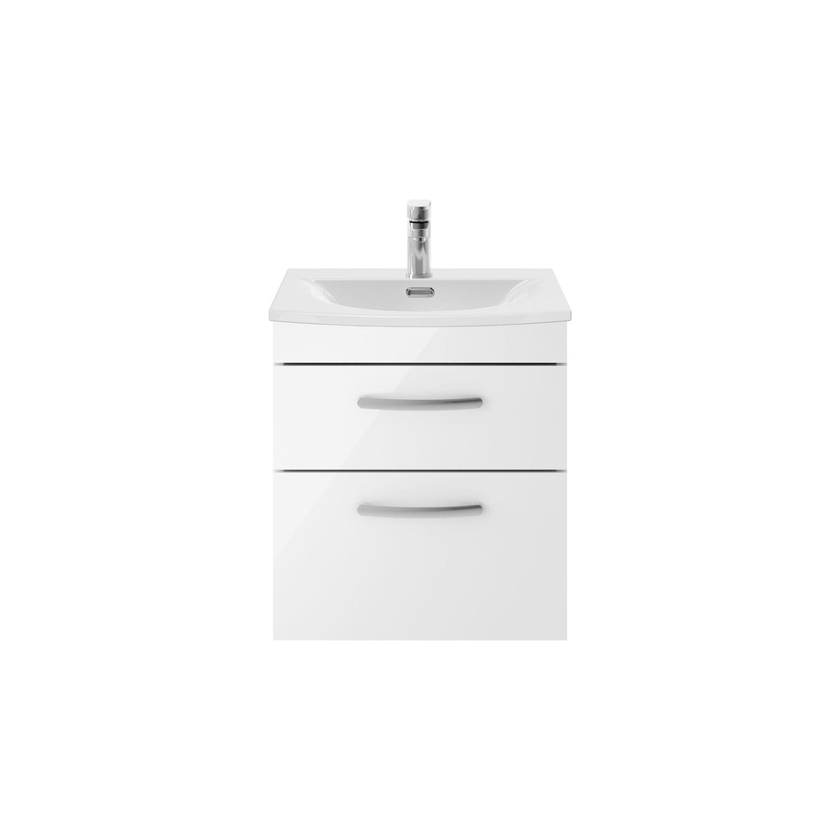 Nuie Athena 500mm 2 Drawer Wall Hung Vanity Unit With Curved Basin