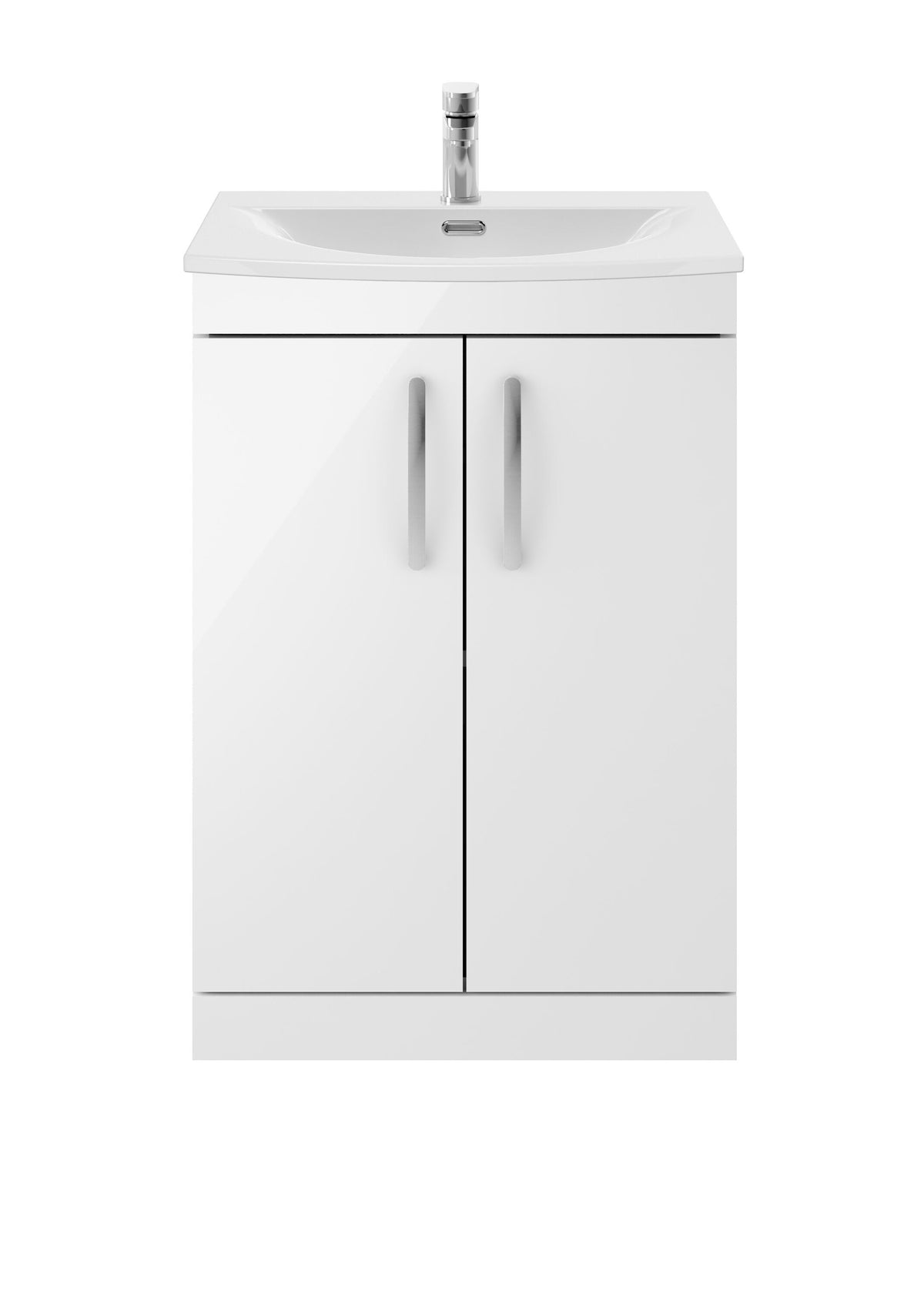 Nuie Athena 600mm 2 Door Floor Standing Vanity Unit With Curved Basin