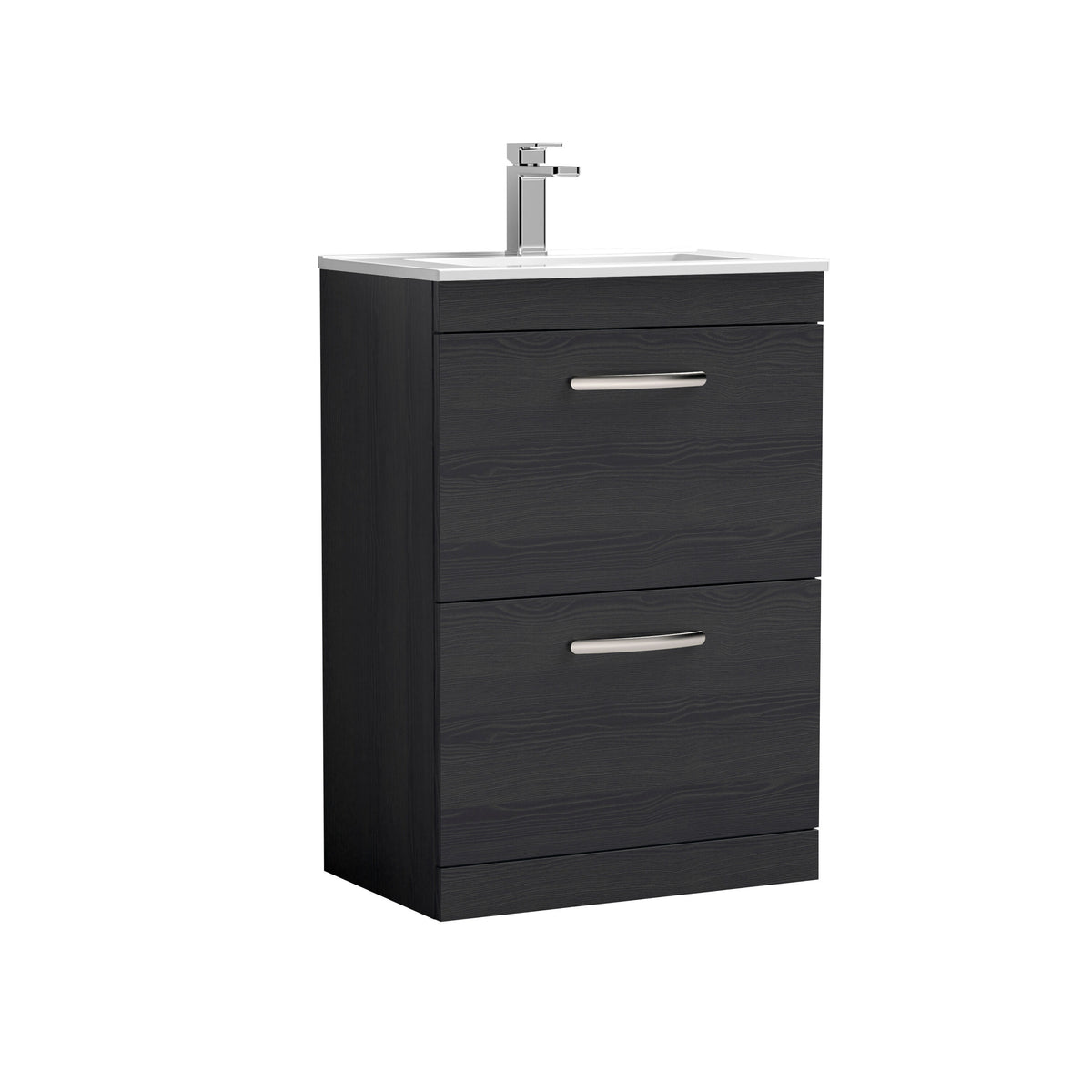 Nuie Athena 600mm 2 Drawer Floor Standing Vanity Unit With Minimalist Basin