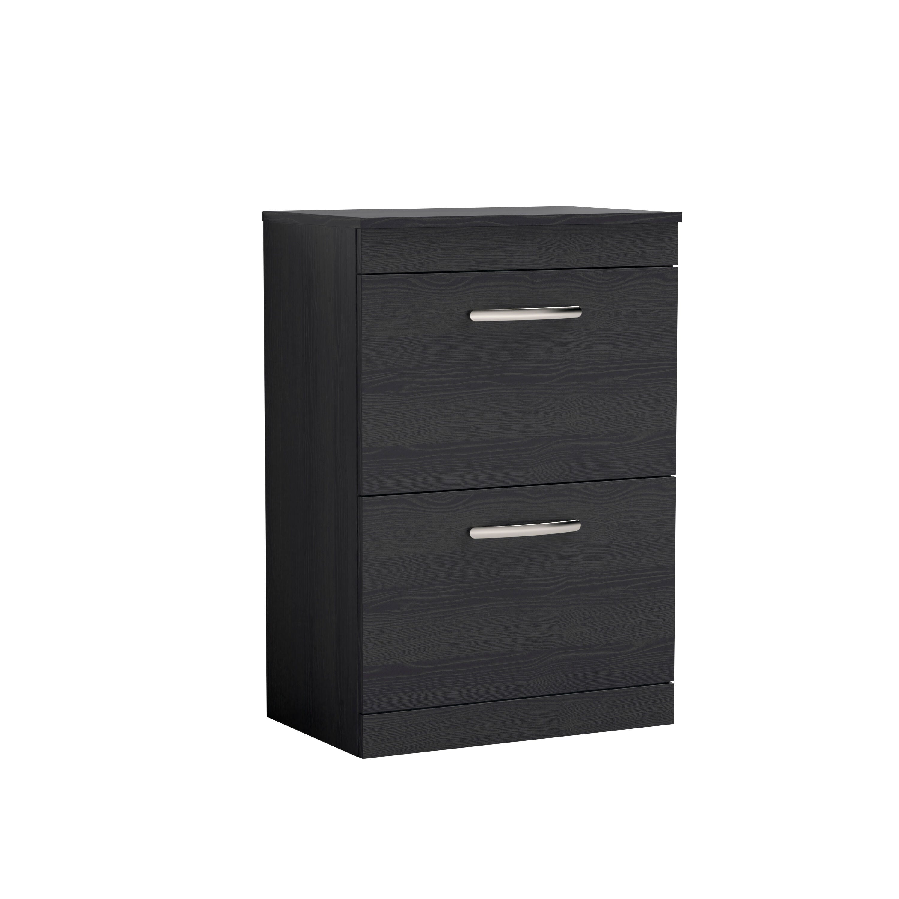 nuie Athena 600mm Charcoal Black 2 Drawer Floor Standing Vanity Unit With Co-ordinating Worktop