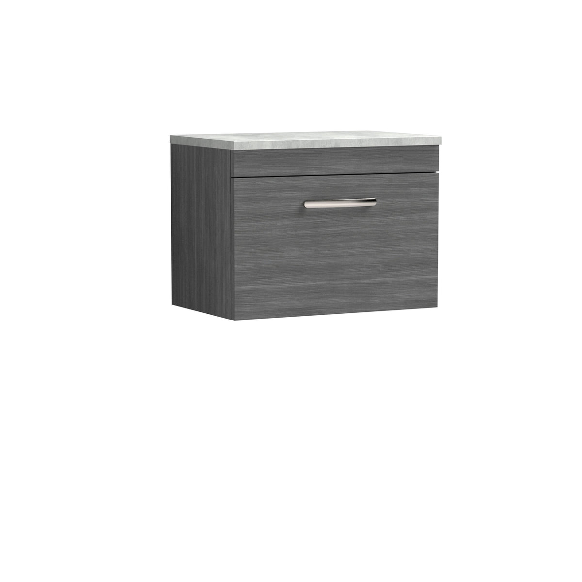 Nuie Athena 600mm 1 Drawer Wall Hung Vanity Unit With Bellato Grey Worktop