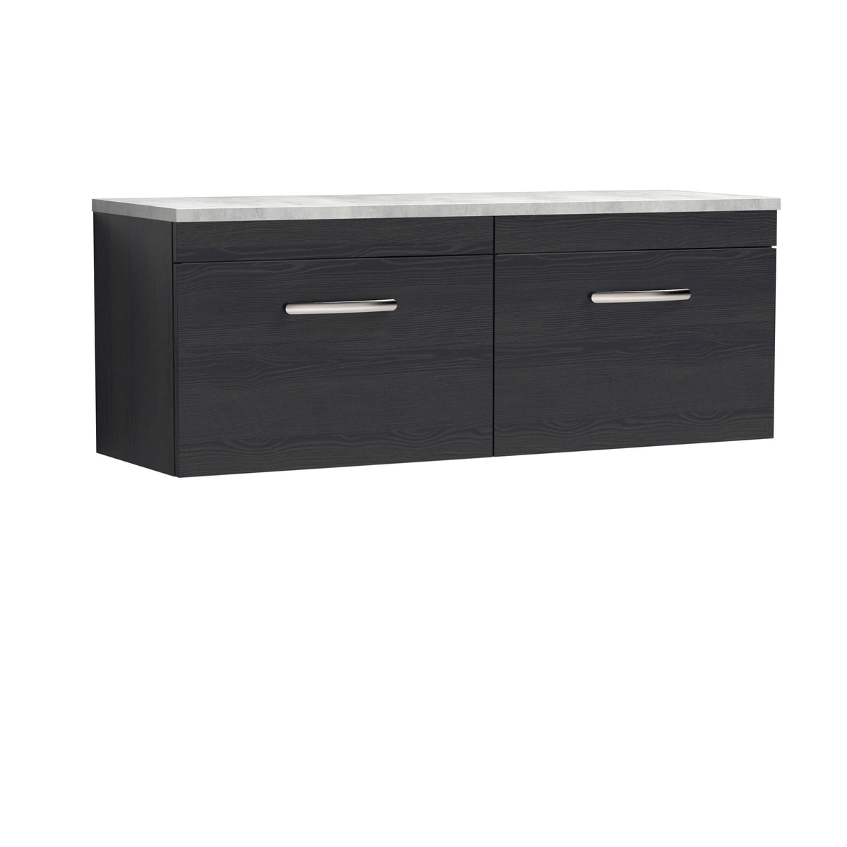 Nuie Athena 1200mm 2 Drawer Wall Hung Vanity Unit With Bellato Grey Worktop