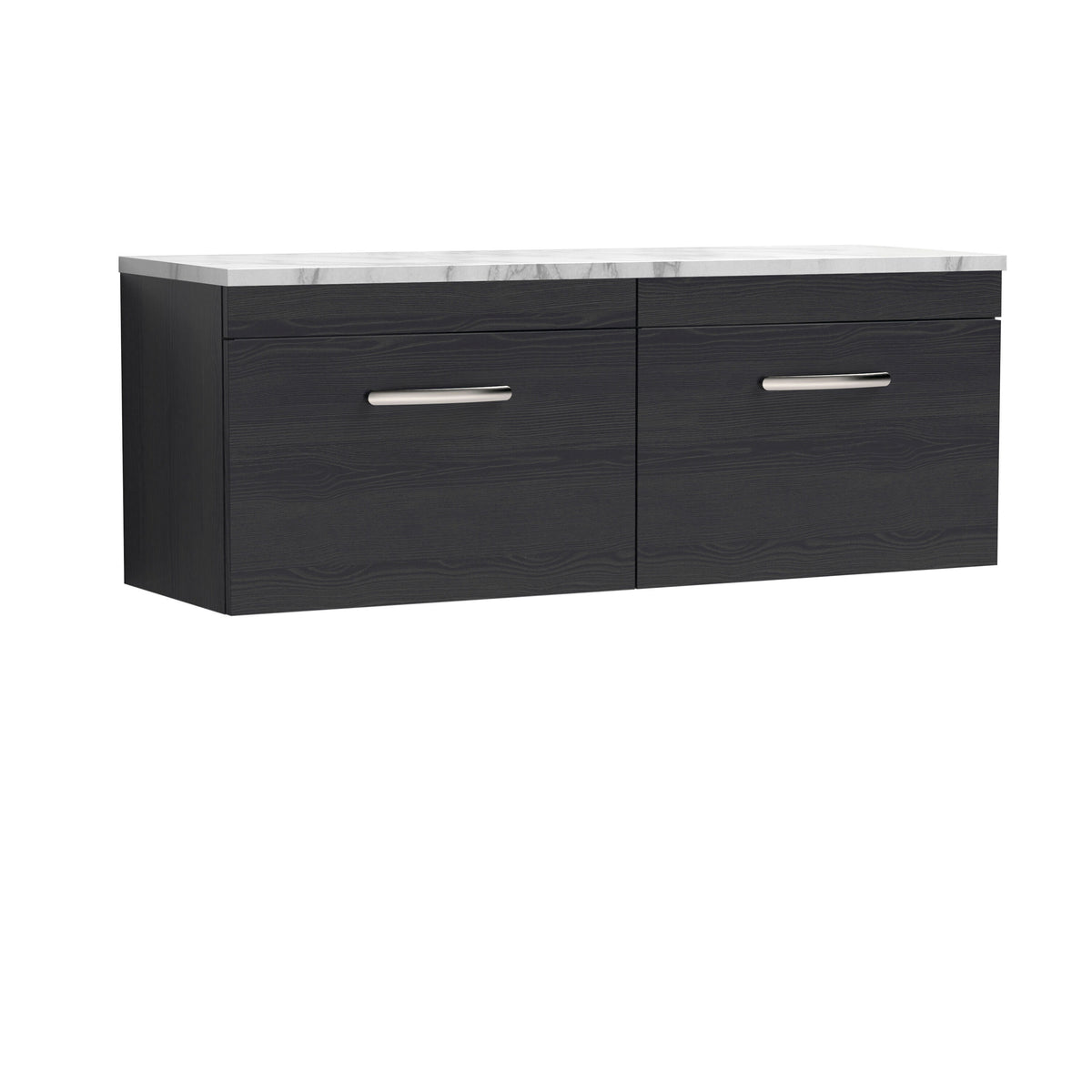 Nuie Athena 1200mm 2 Drawer Wall Hung Vanity With Carrara Laminate Worktop