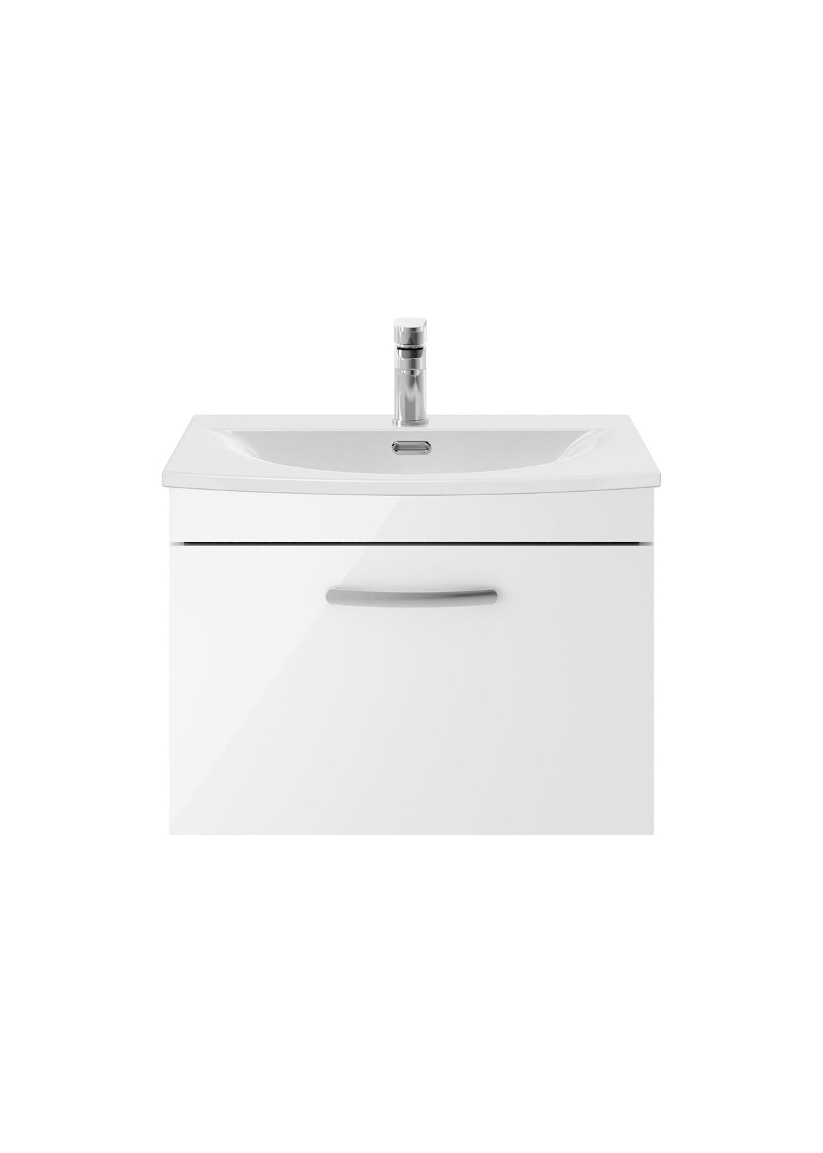 Nuie Athena 600mm 1 Drawer Wall Hung Vanity Unit With Curved Basin
