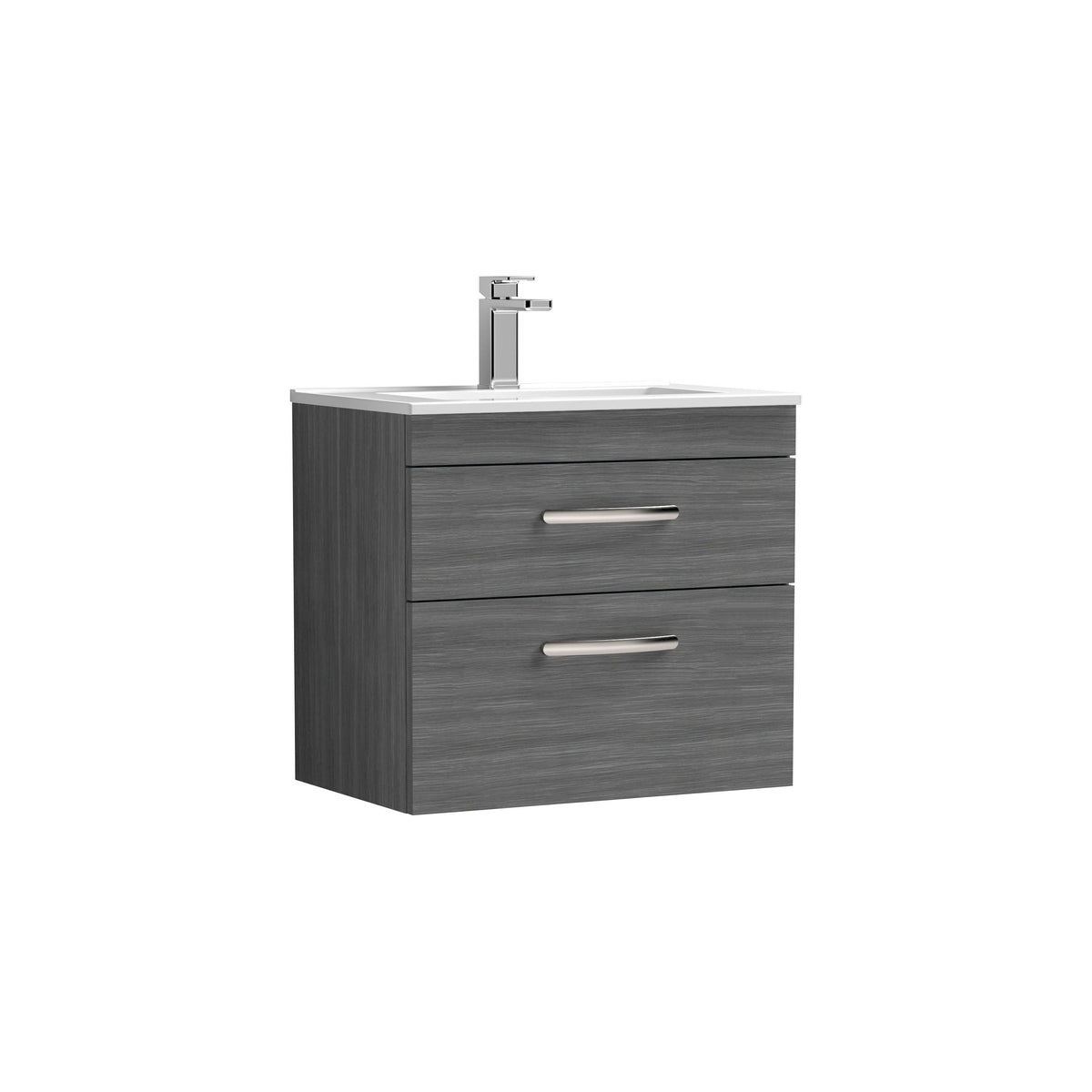 Nuie Athena 600mm 2 Drawer Wall Hung Vanity Unit With Minimalist Basin