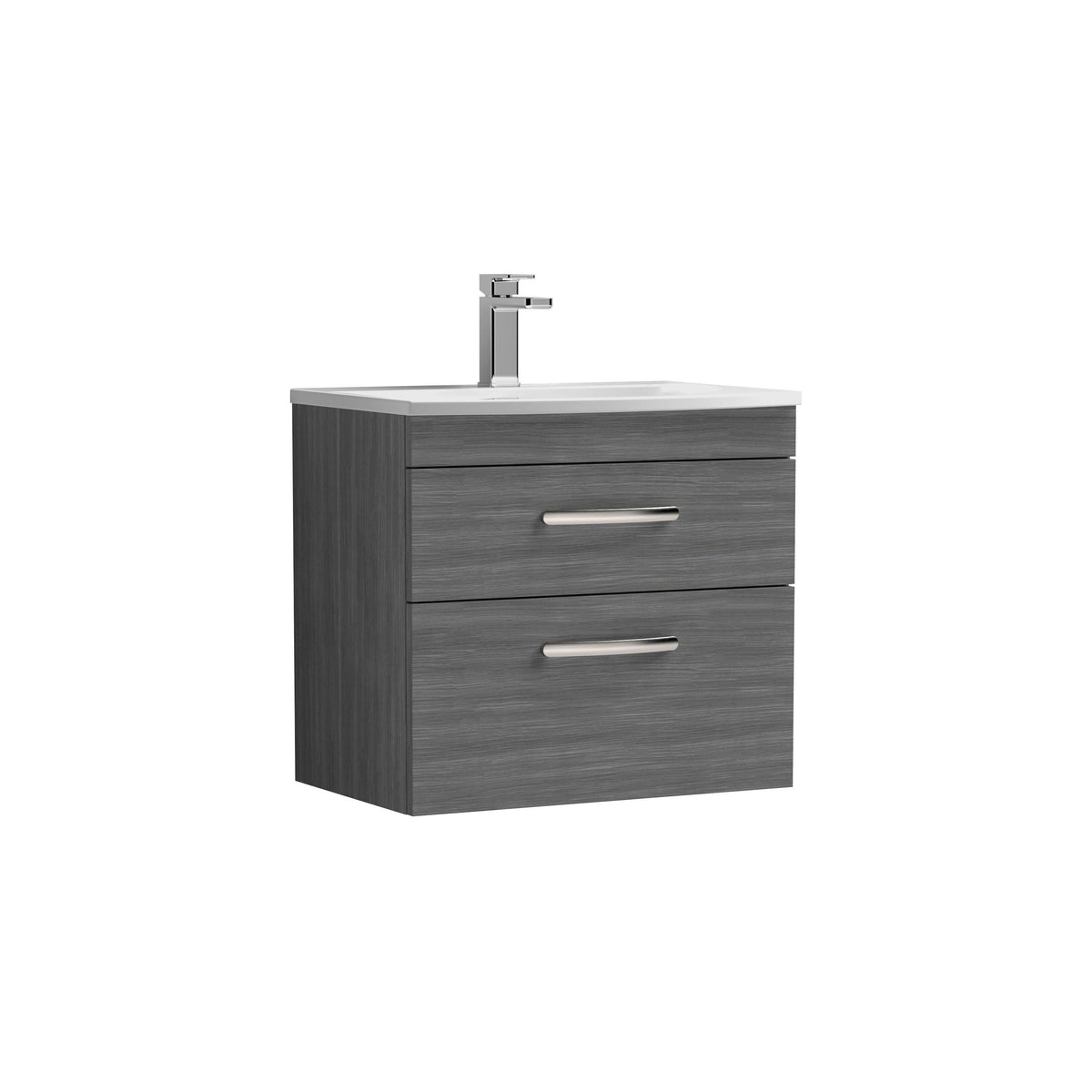 Nuie Athena 600mm 2 Drawer Wall Hung Vanity Unit With Curved Basin