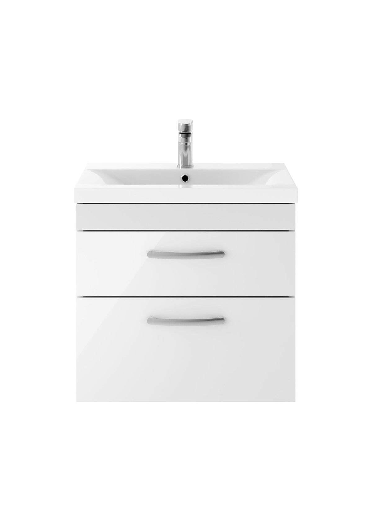 Nuie Athena 600mm 2 Drawer Wall Hung Vanity Unit With Mid-Edge Basin