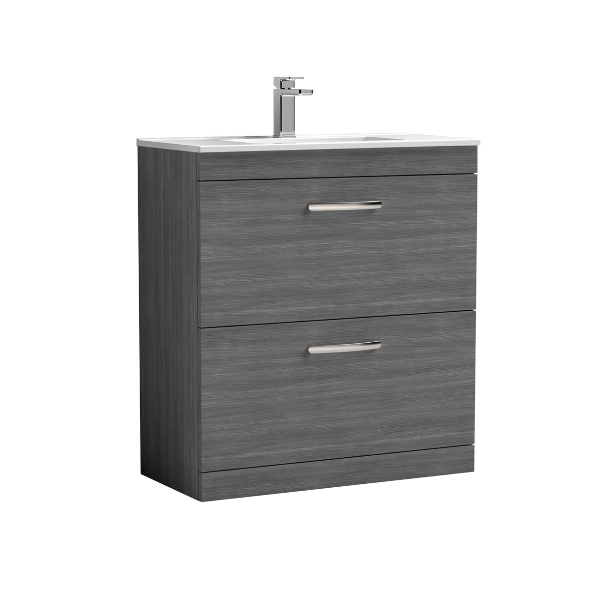 Nuie Athena 800mm 2 Drawer Floor Standing Vanity Unit With Minimalist Basin