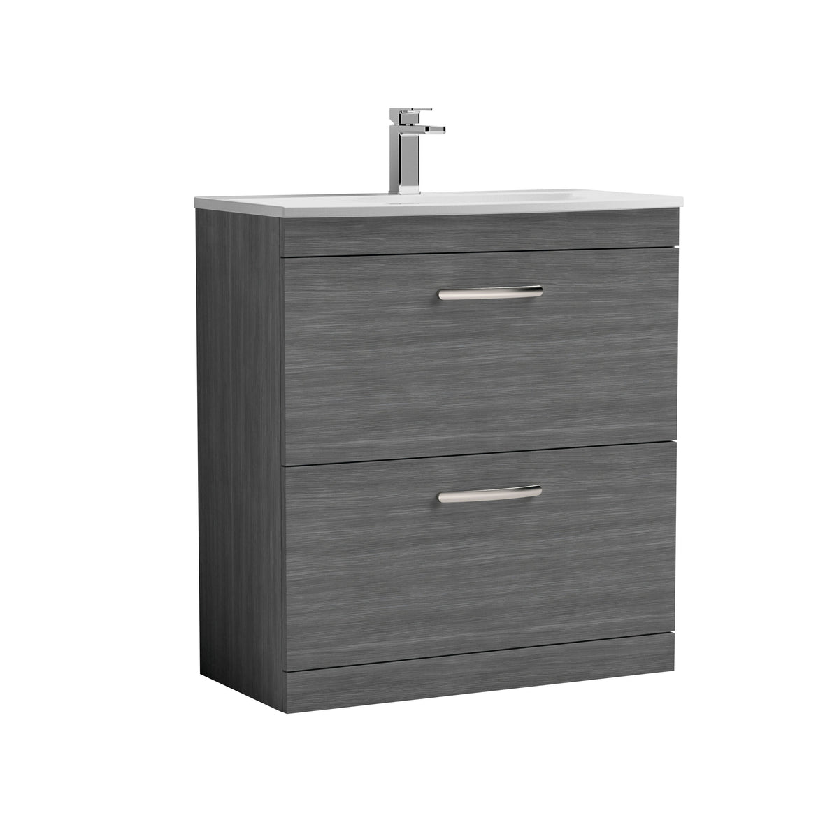 Nuie Athena 800mm 2 Drawer Floor Standing Vanity Unit With Curved Basin