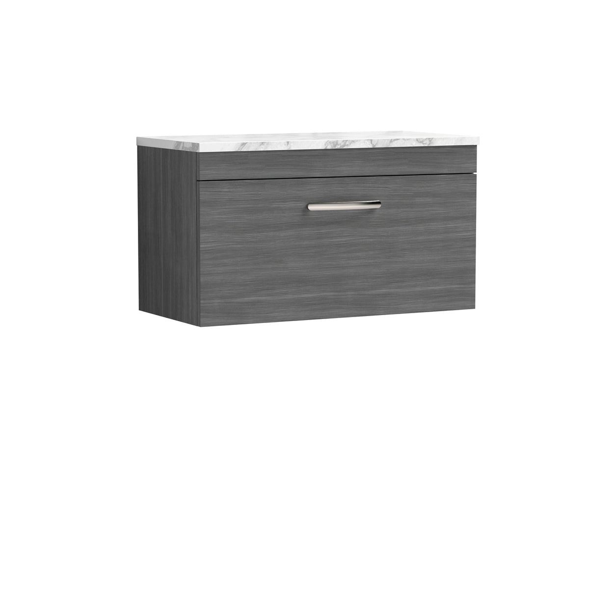 Nuie Athena 800mm 1 Drawer Wall Hung Vanity Unit With Carrara Laminate Worktop