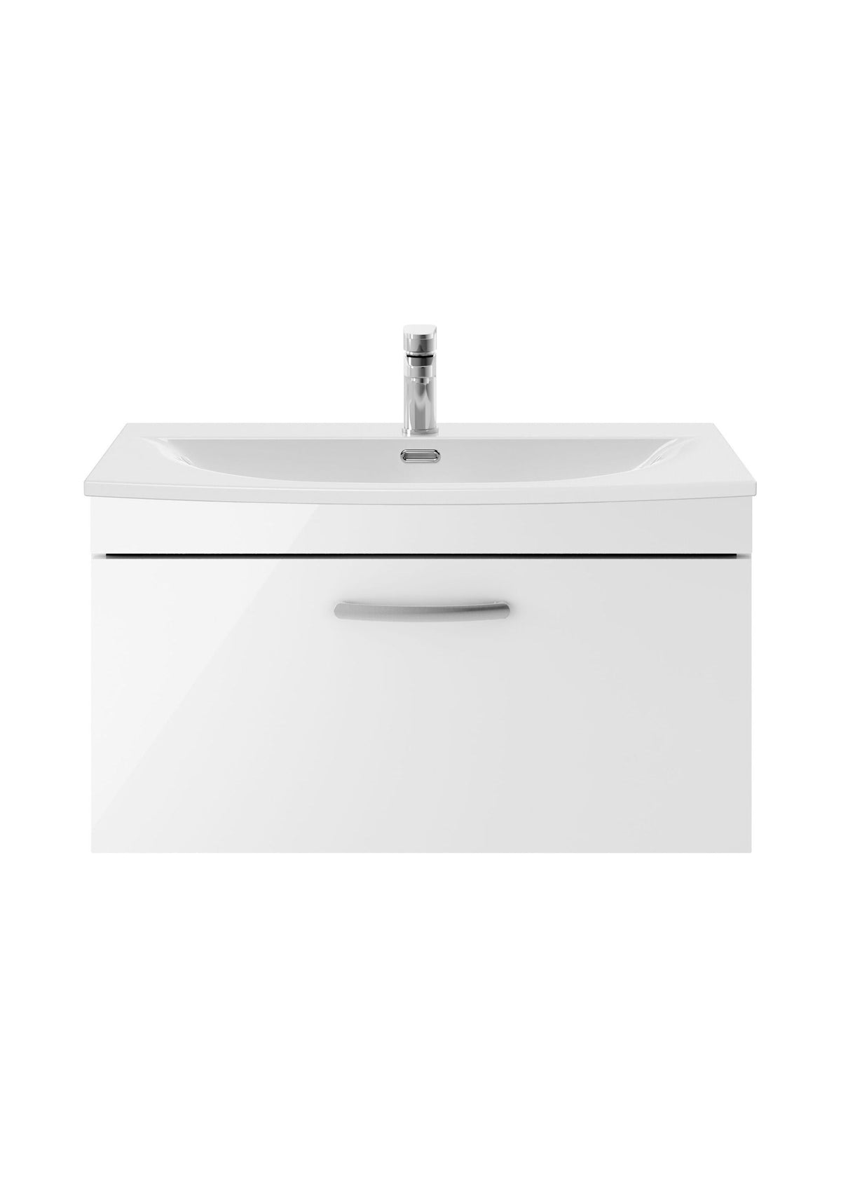 Nuie Athena 800mm 1 Drawer Wall Hung Vanity Unit With Curved Basin