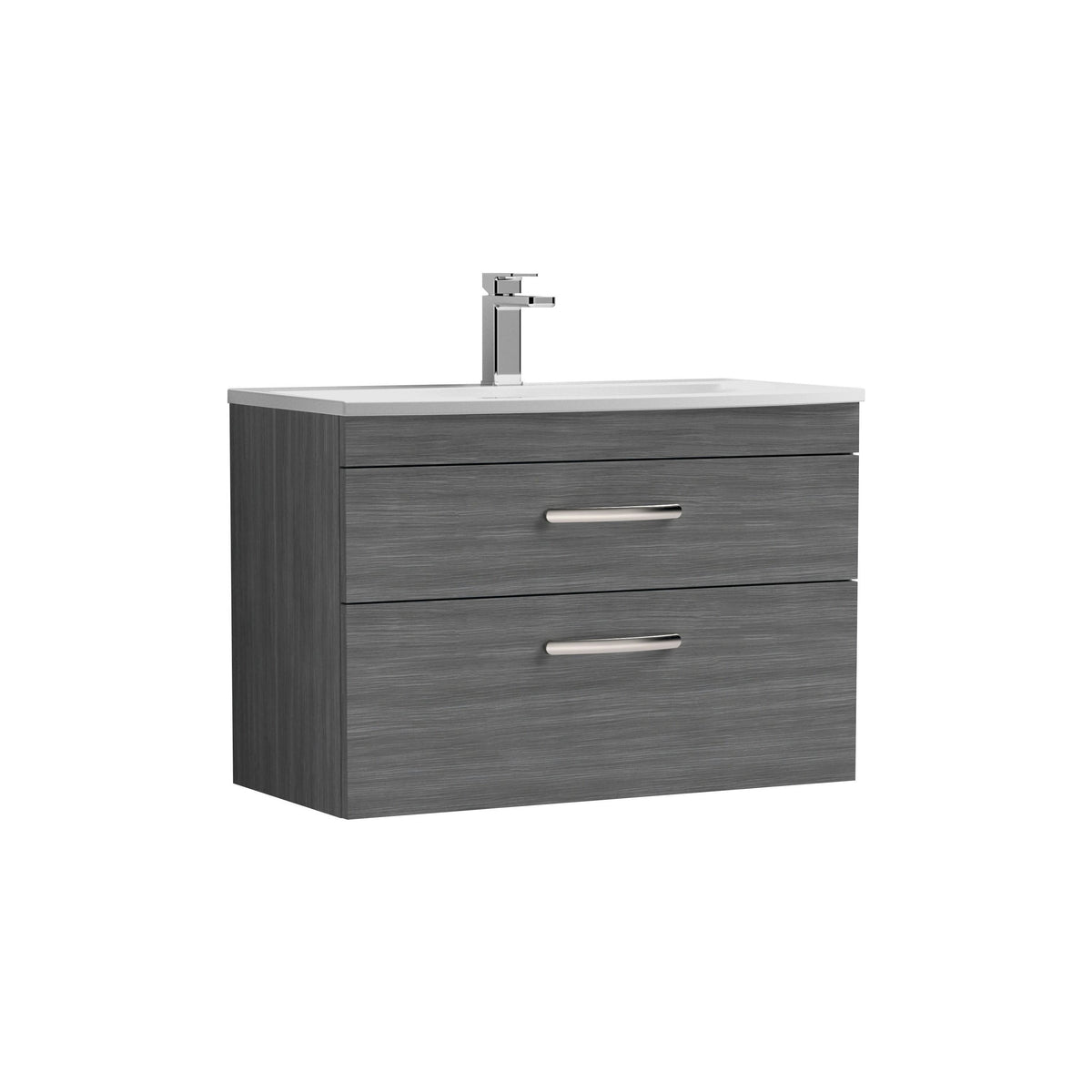 Nuie Athena 800mm 2 Drawer Wall Hung Vanity Unit With Curved Basin
