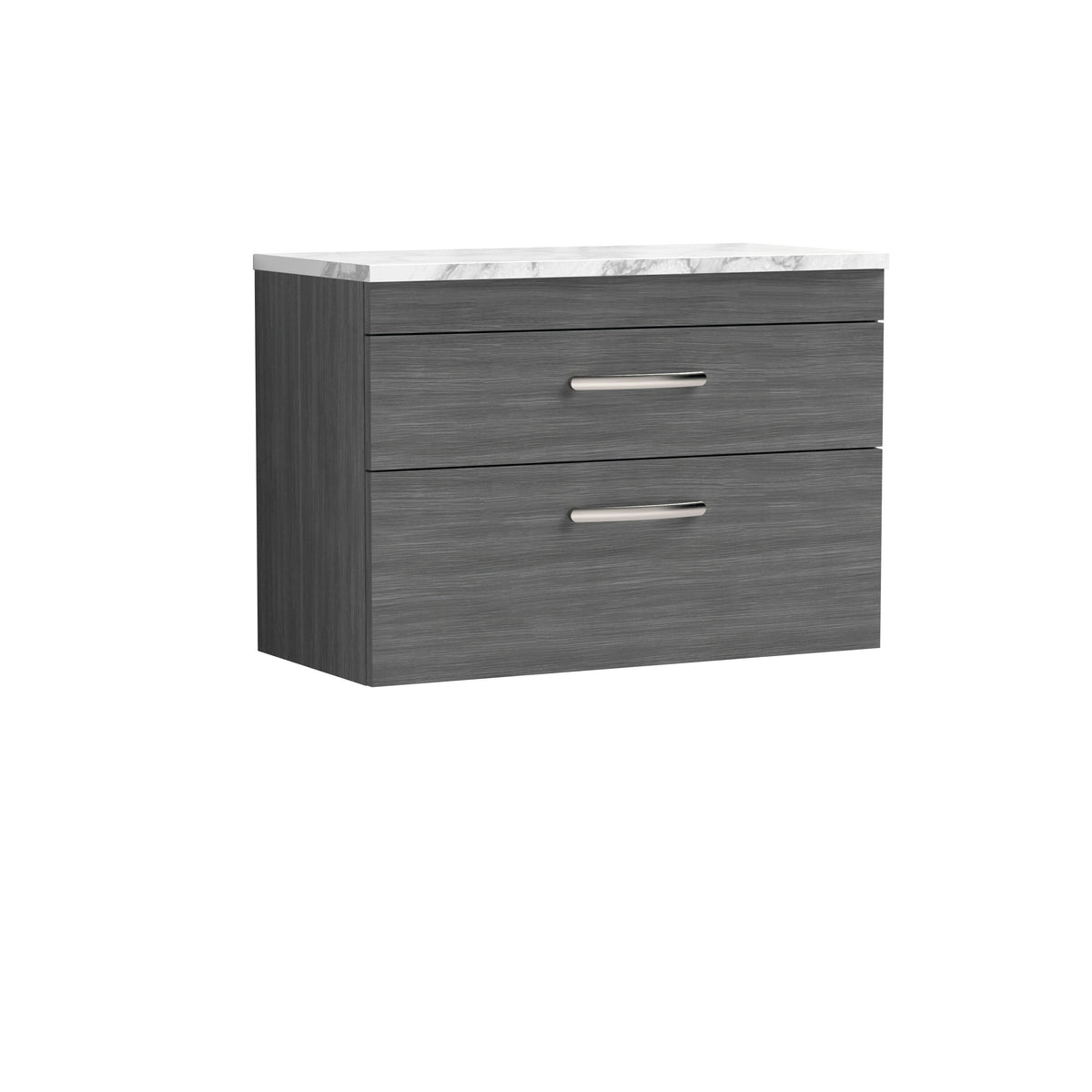Nuie Athena 805mm 2 Drawer Wall Hung Vanity Unit With Carrara Laminate Worktop