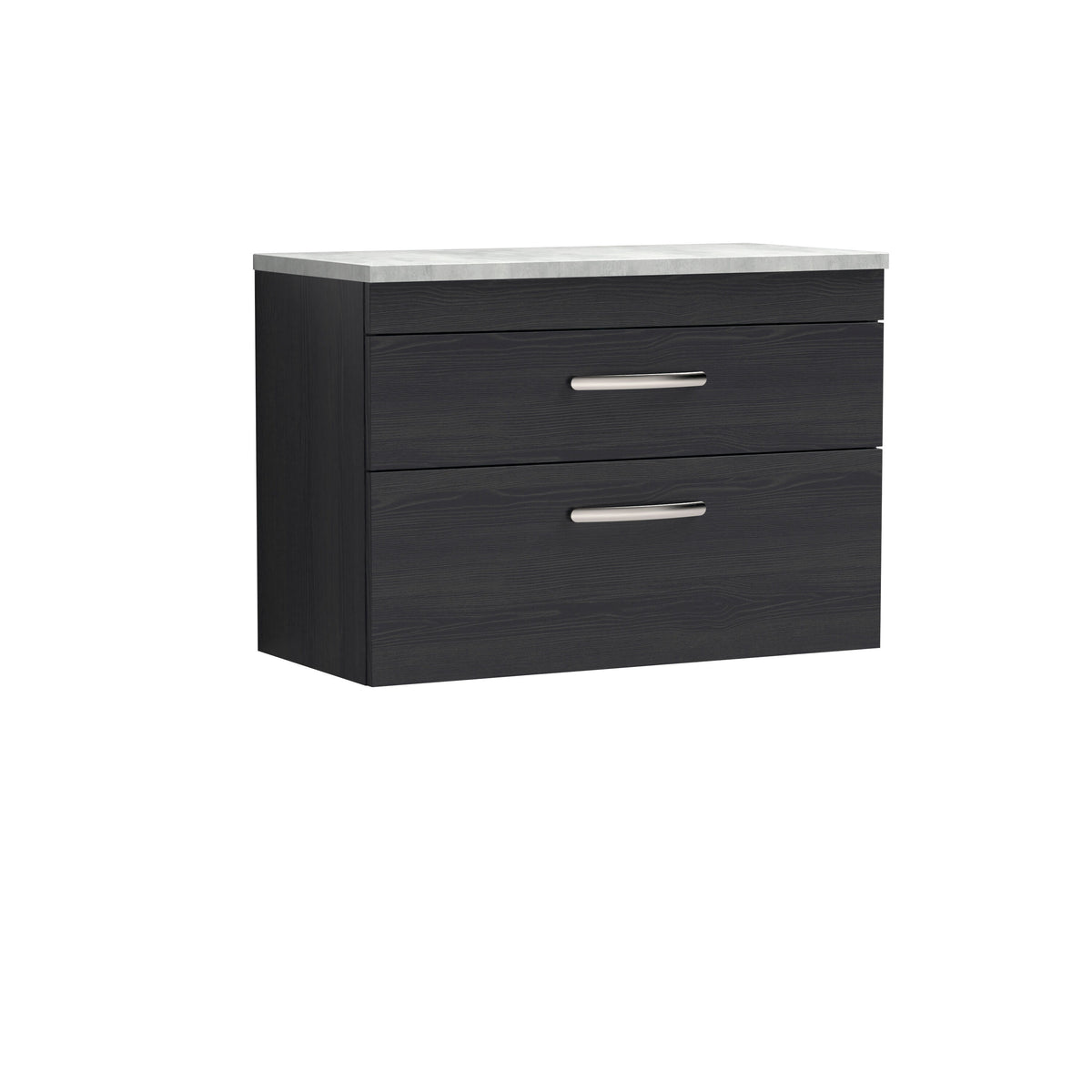 Nuie Athena 800mm 2 Drawer Wall Hung Vanity Unit With Bellato Grey Worktop