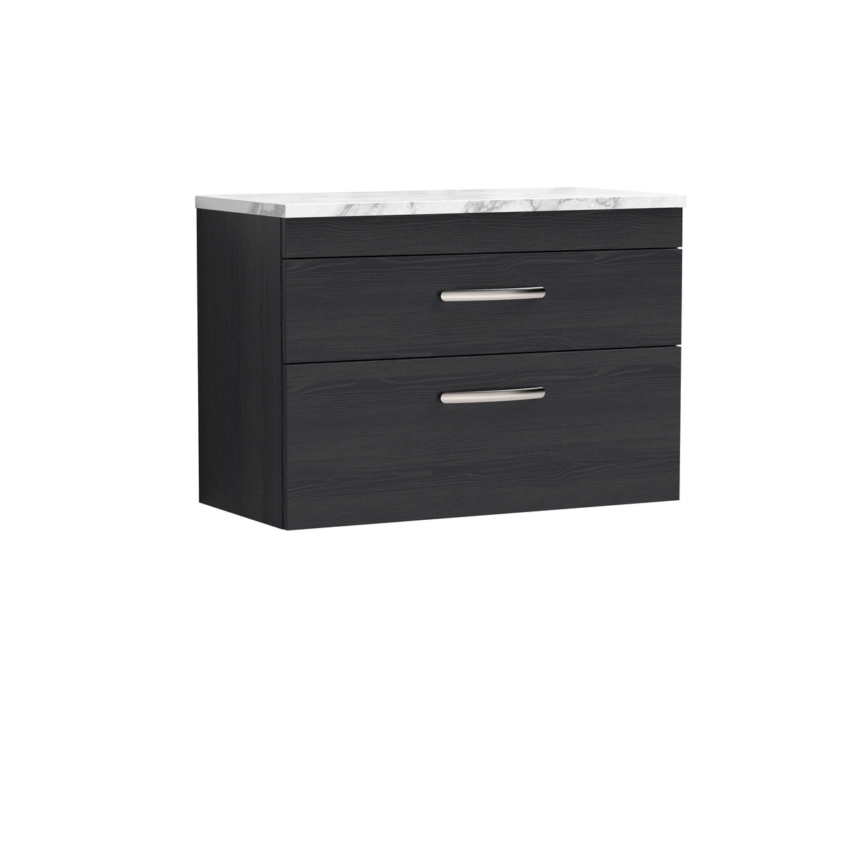 Nuie Athena 800mm 2 Drawer Wall Hung Vanity Unit With Carrara Laminate Worktop