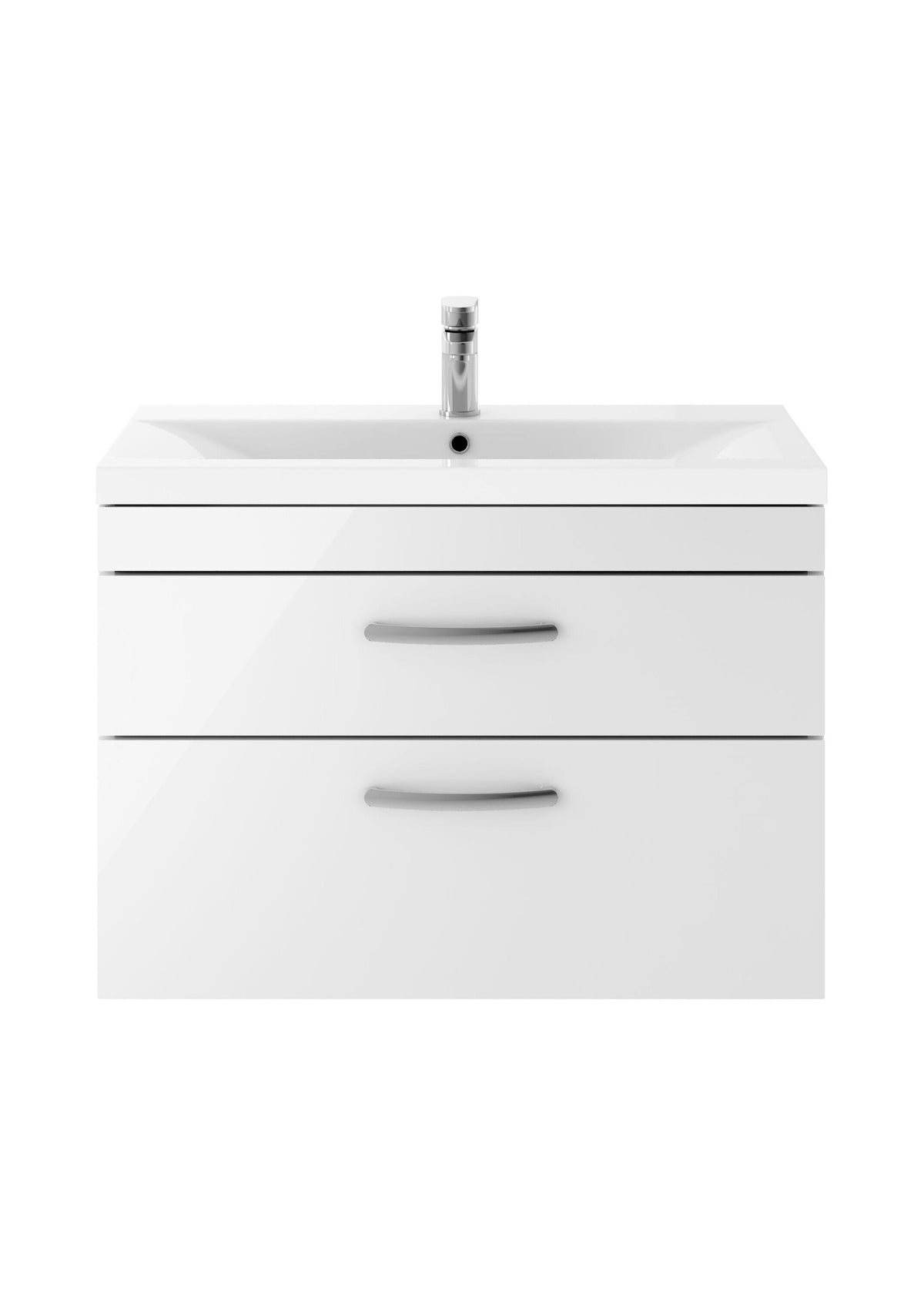 Nuie Athena 800mm 2 Drawer Wall Hung Vanity Unit With Mid-Edge Basin