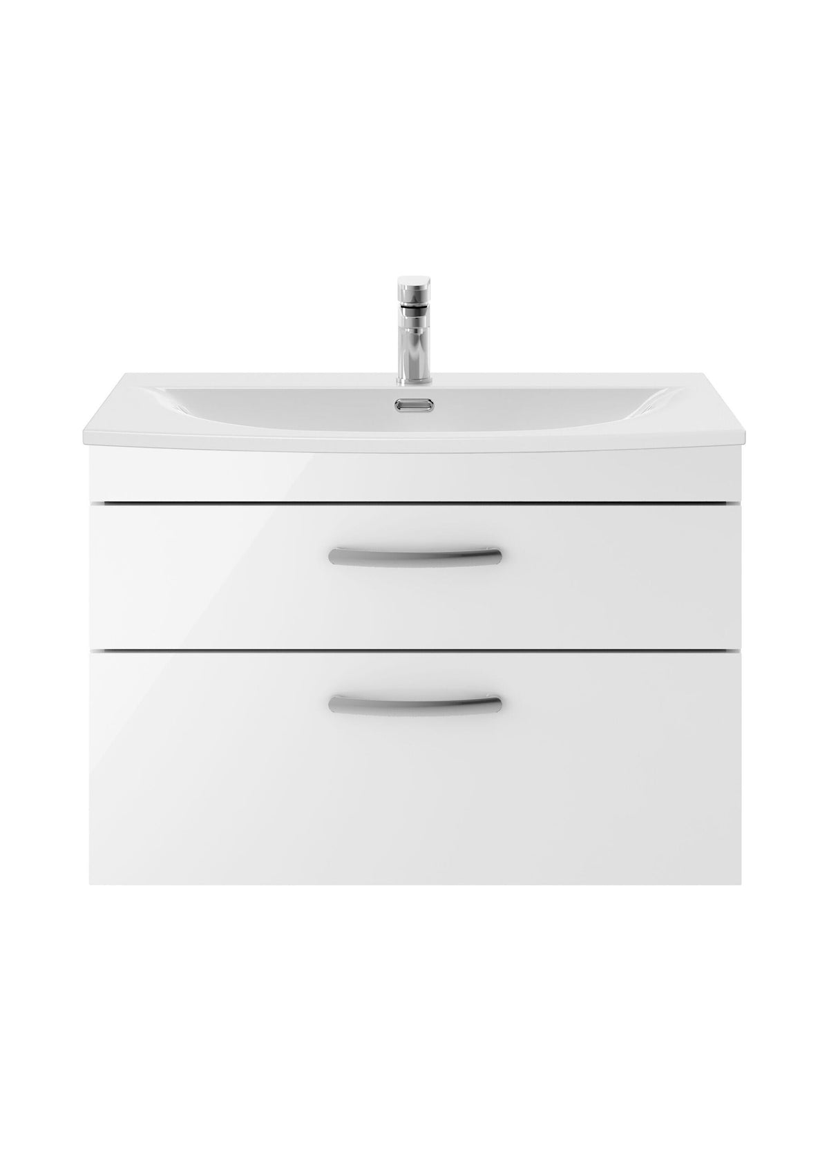 Nuie Athena 800mm 2 Drawer Wall Hung Vanity Unit With Curved Basin