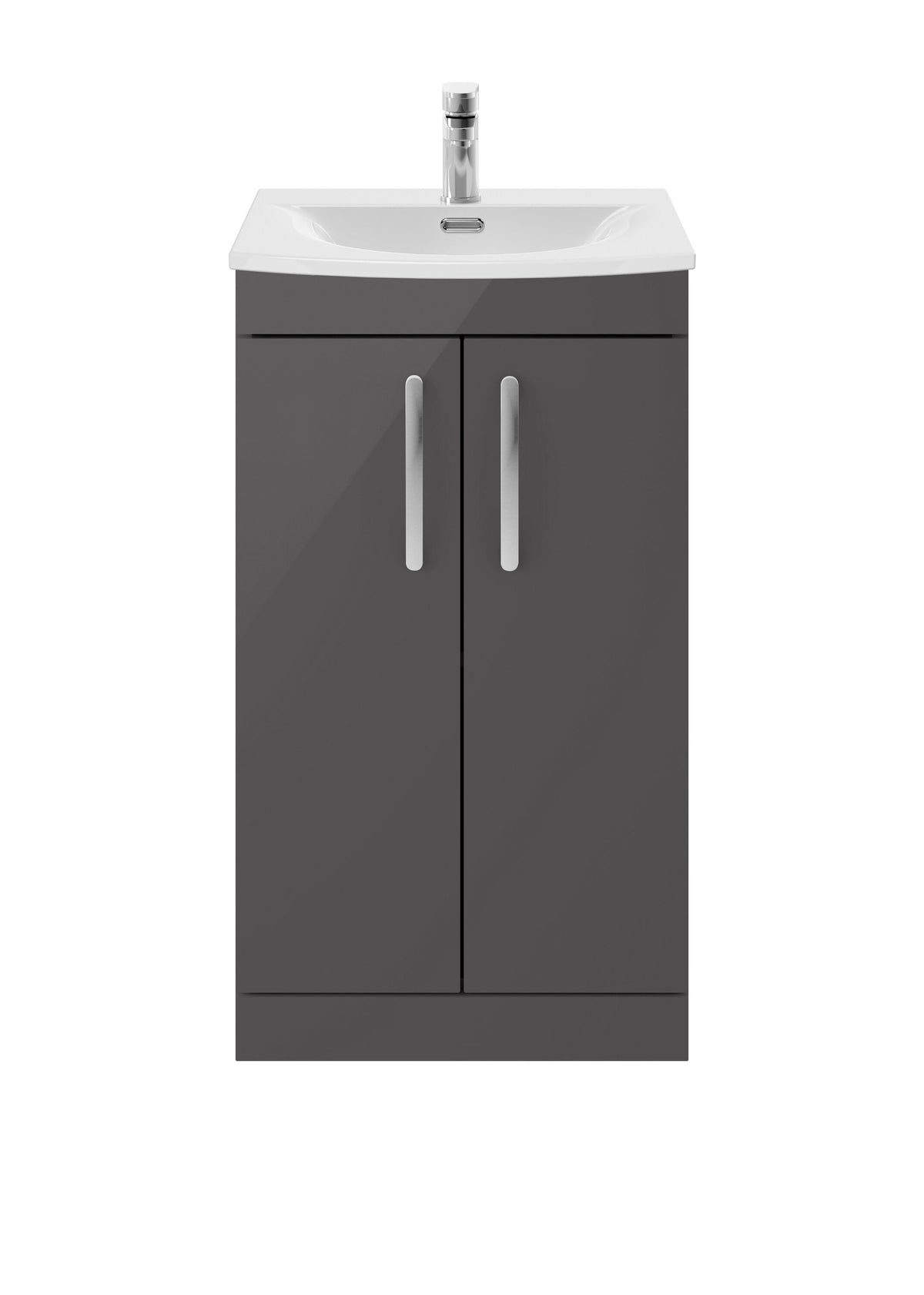 Nuie Athena 500mm 2 Door Floor Standing Cabinet With Curved Basin