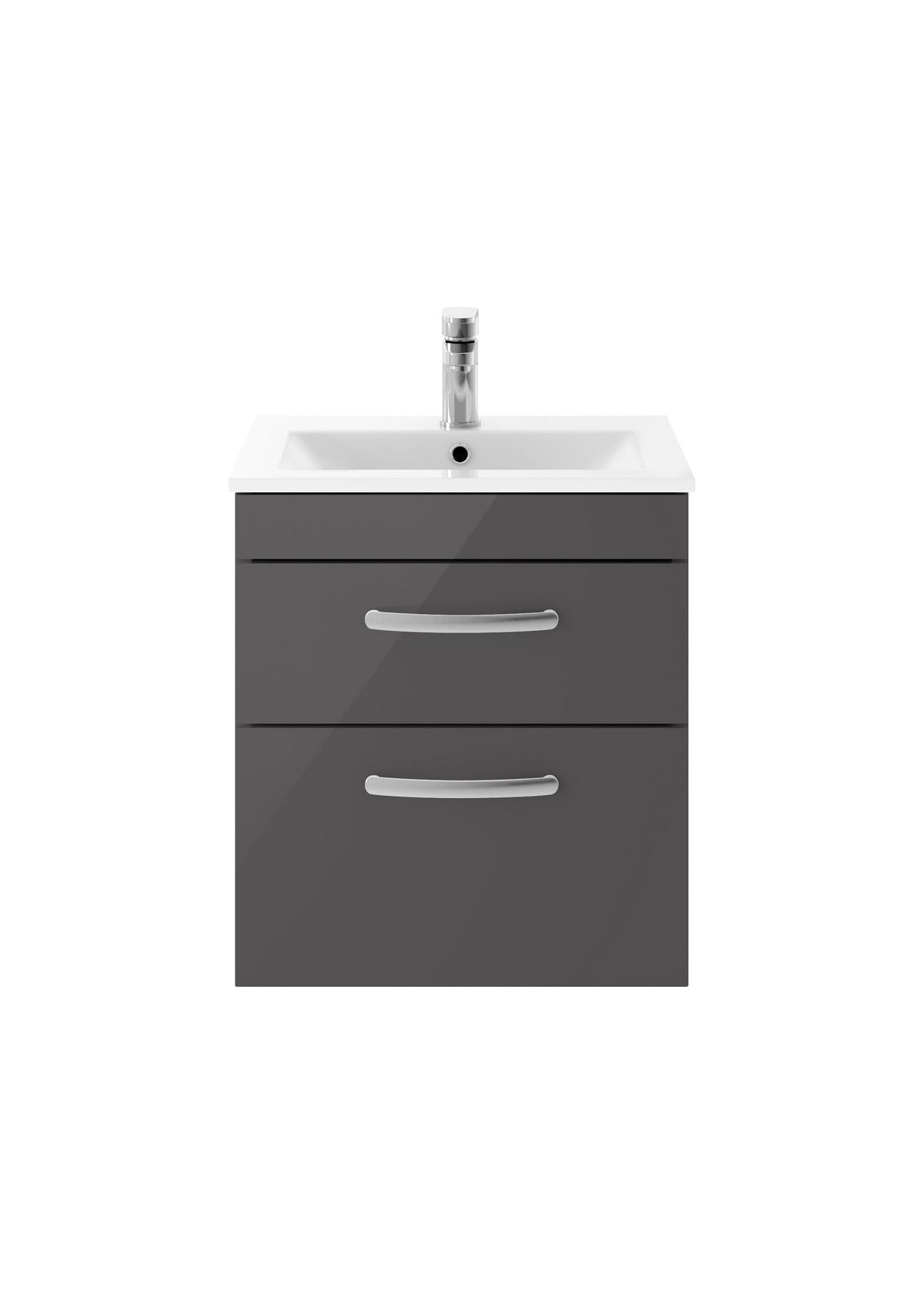 Nuie Athena 500mm 2 Drawer Wall Hung Cabinet With Minimalist Basin