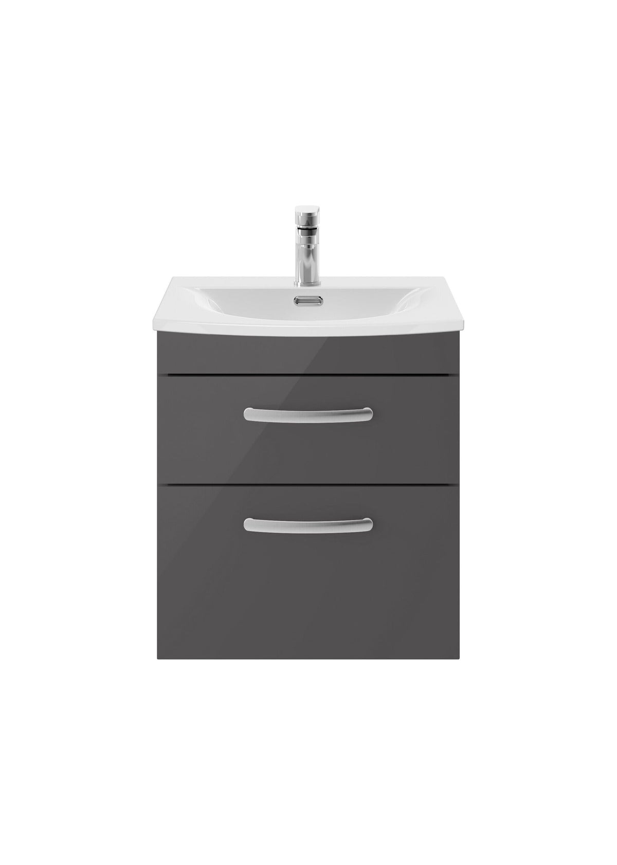 Nuie Athena 500mm 2 Drawer Wall Hung Cabinet With Curved Basin