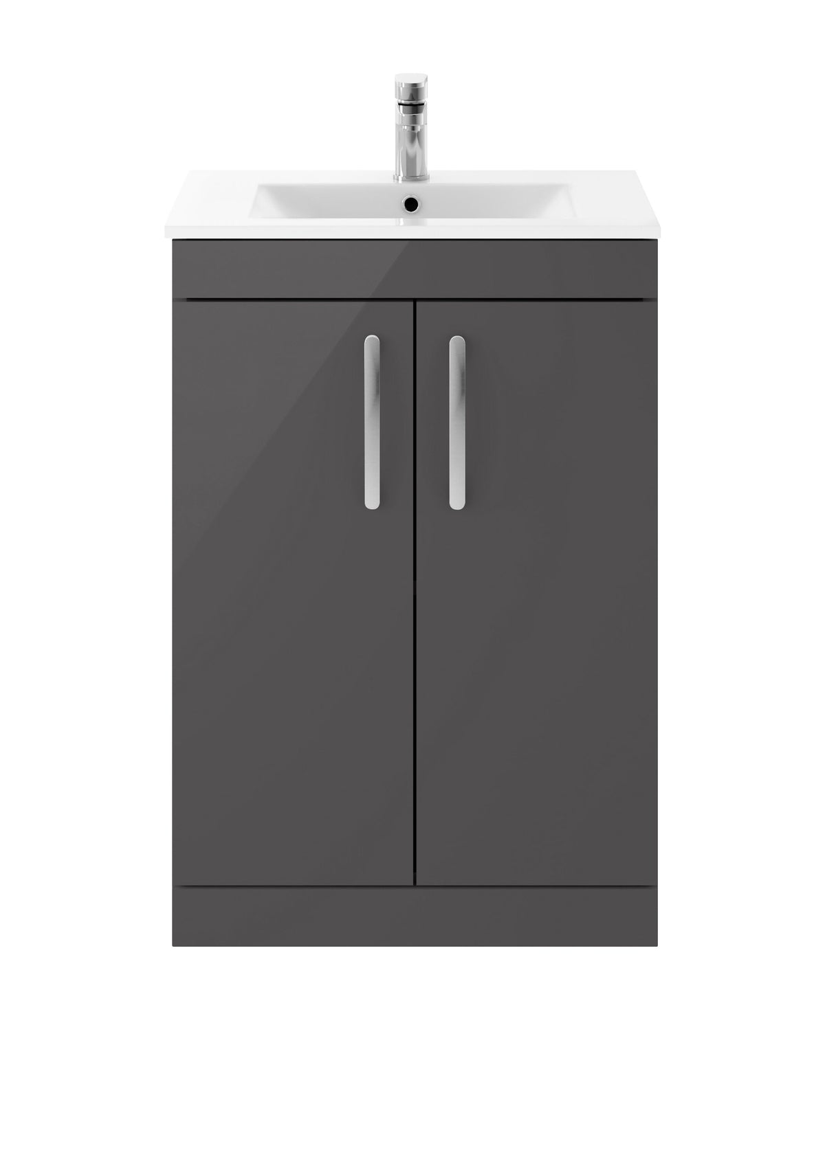 Nuie Athena 600mm 2 Door Floor Standing Cabinet With Minimalist Basin