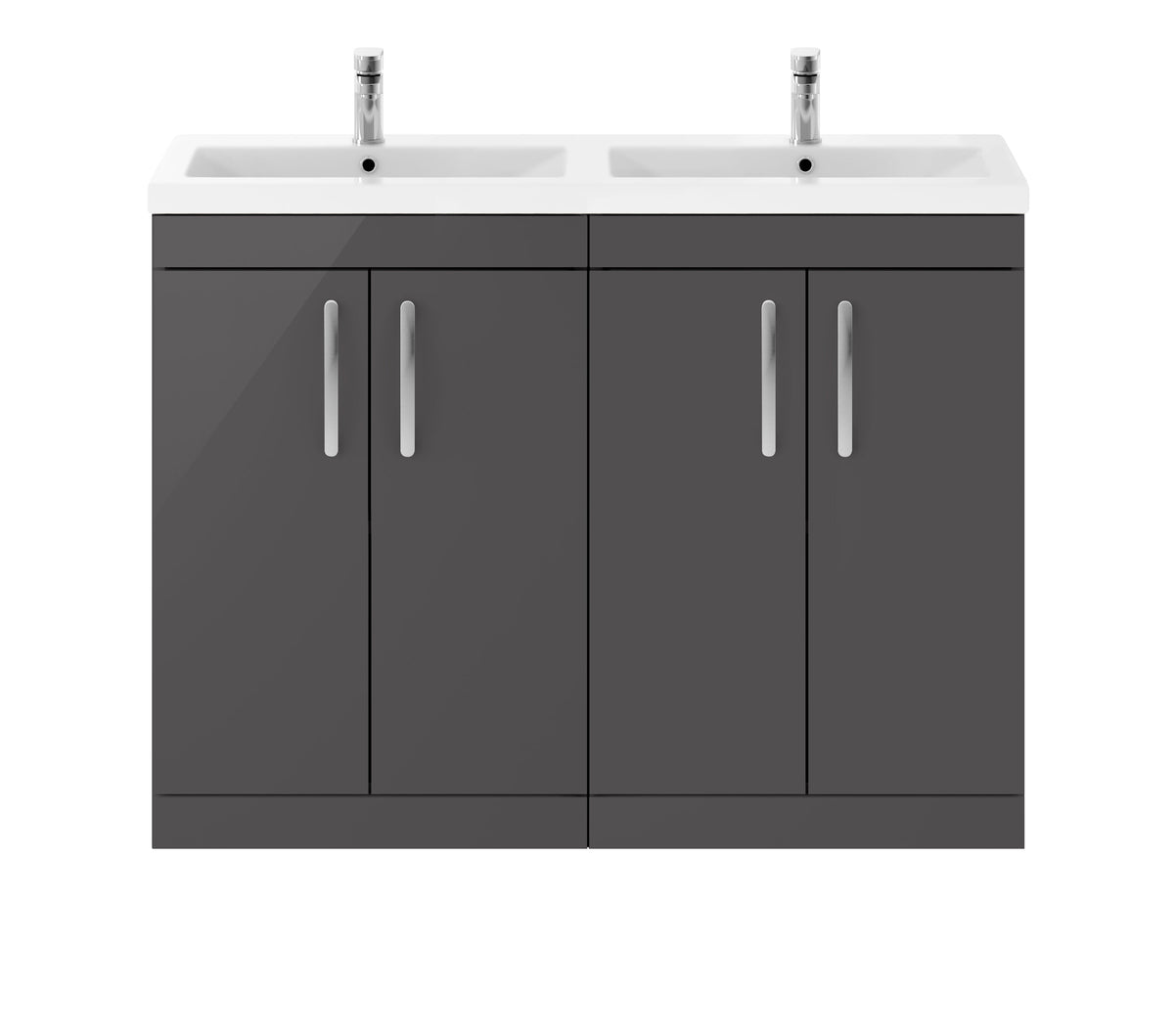 Nuie Athena 1200mm 4 Door Floor Standing Cabinet With 2 Tap Hole Ceramic Basin