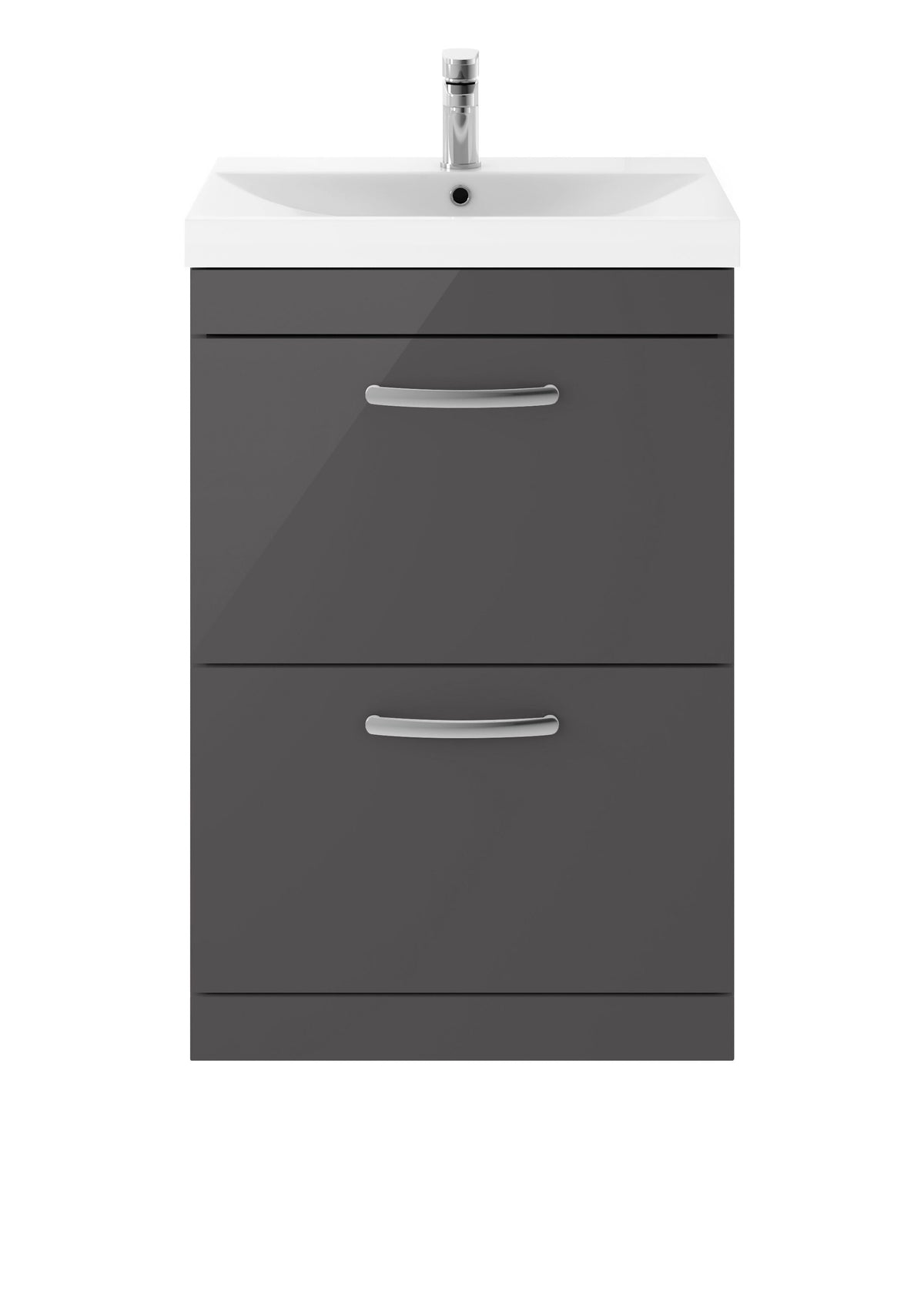 Nuie Athena 600mm 2 Drawer Floor Standing Cabinet With Thin Edge Basin