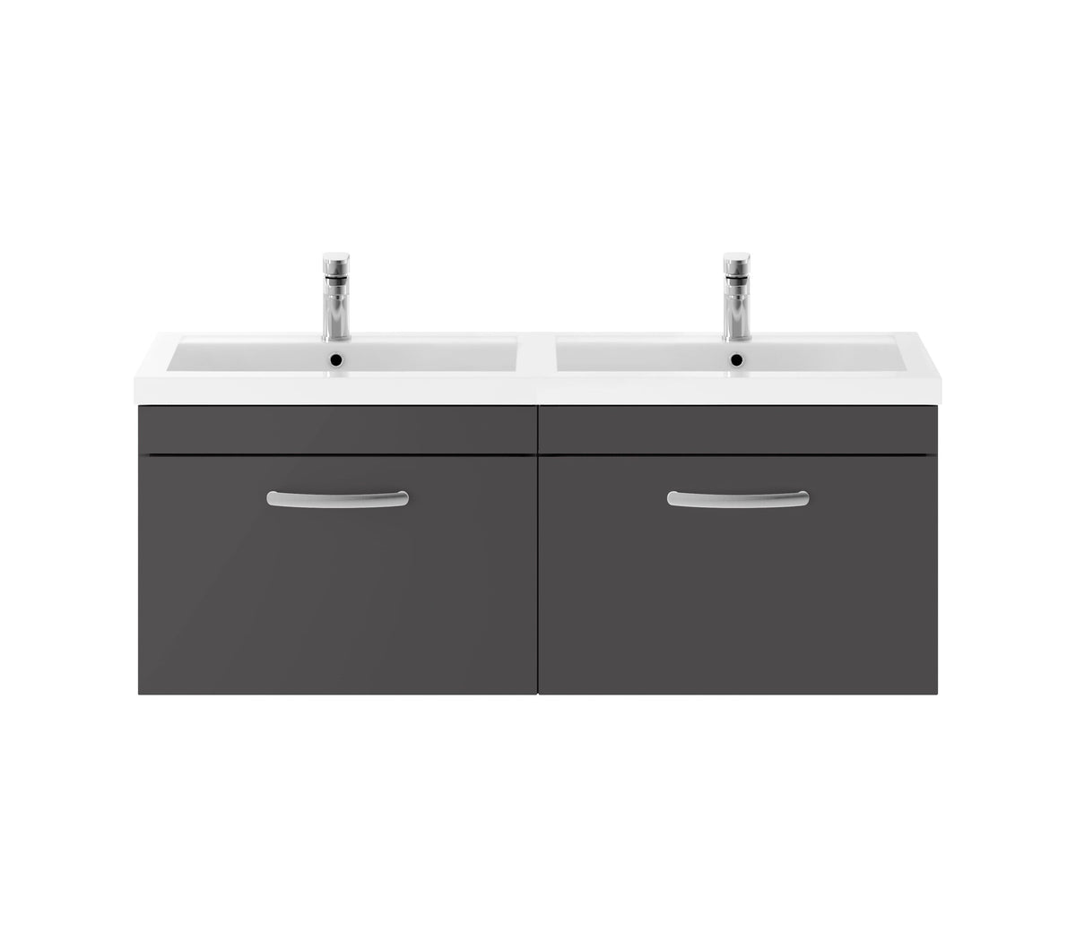 Nuie Athena 1200mm 4 Drawer Wall Hung Cabinet With 2 Tap Hole Polymarble basin