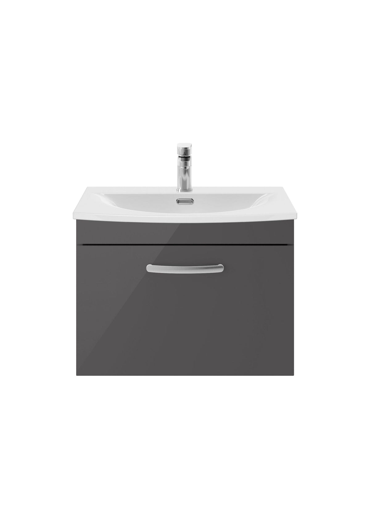 Nuie Athena 600mm 1 Drawer Wall Hung Cabinet With Curved Basin