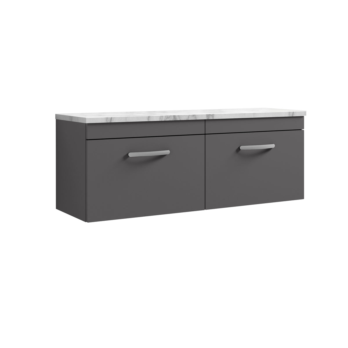 Nuie Athena 1200mm 2 Drawer Wall Hung Vanity With Carrara Laminate Worktop