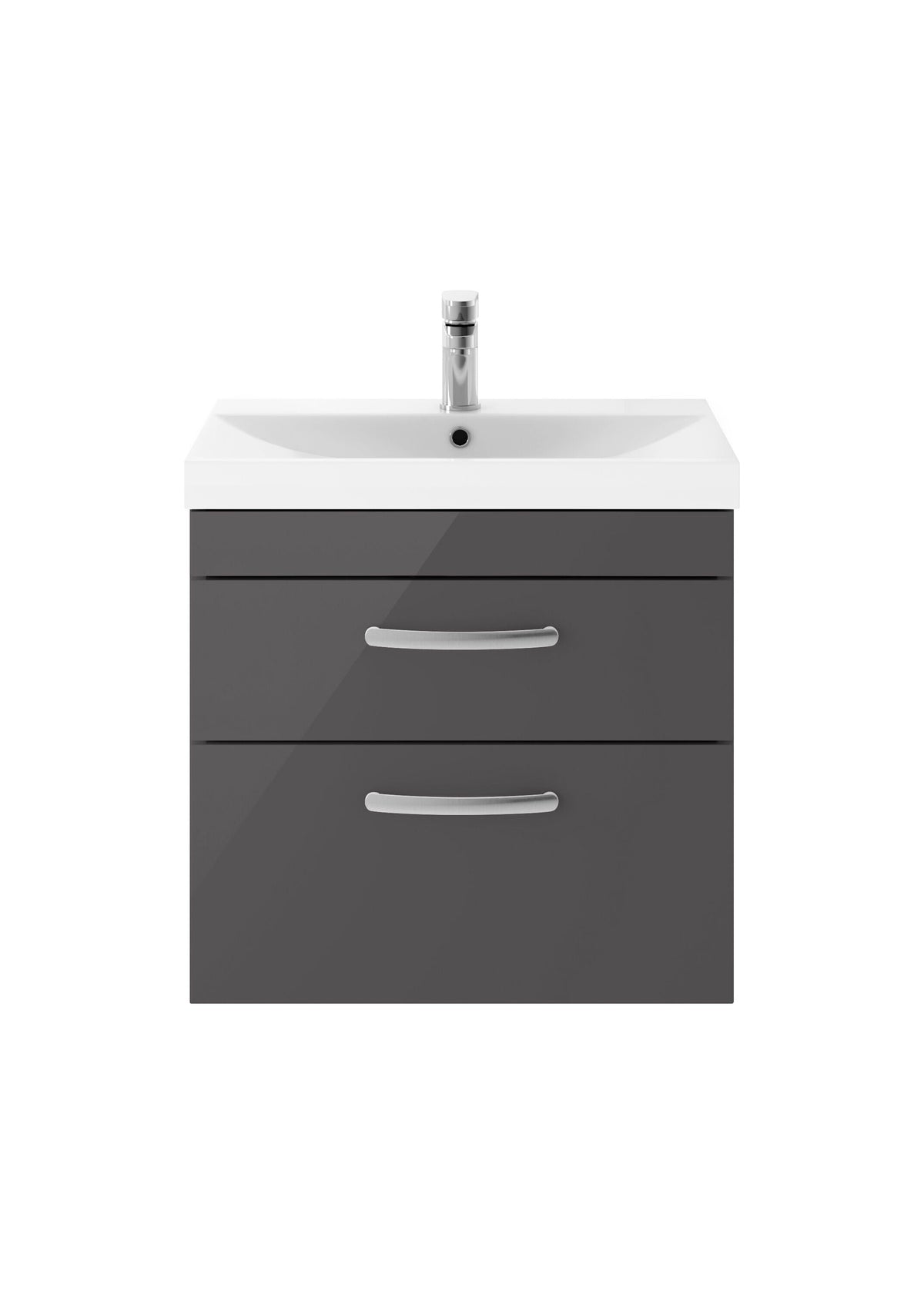Nuie Athena 600mm 2 Drawer Wall Hung Cabinet With Thin Edge Basin