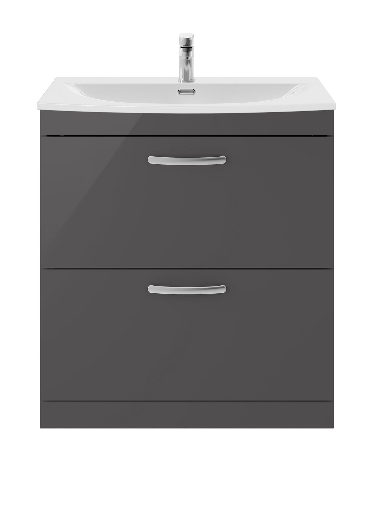 Nuie Athena 800mm 2 Drawer Floor Standing Cabinet With Curved Basin