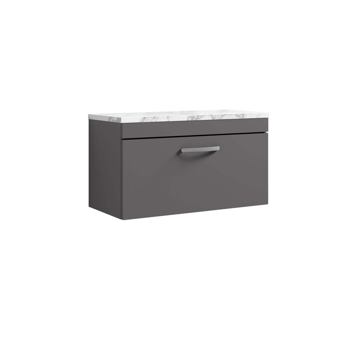 Nuie Athena 800mm 1 Drawer Wall Hung Vanity Unit With Carrara Laminate Worktop
