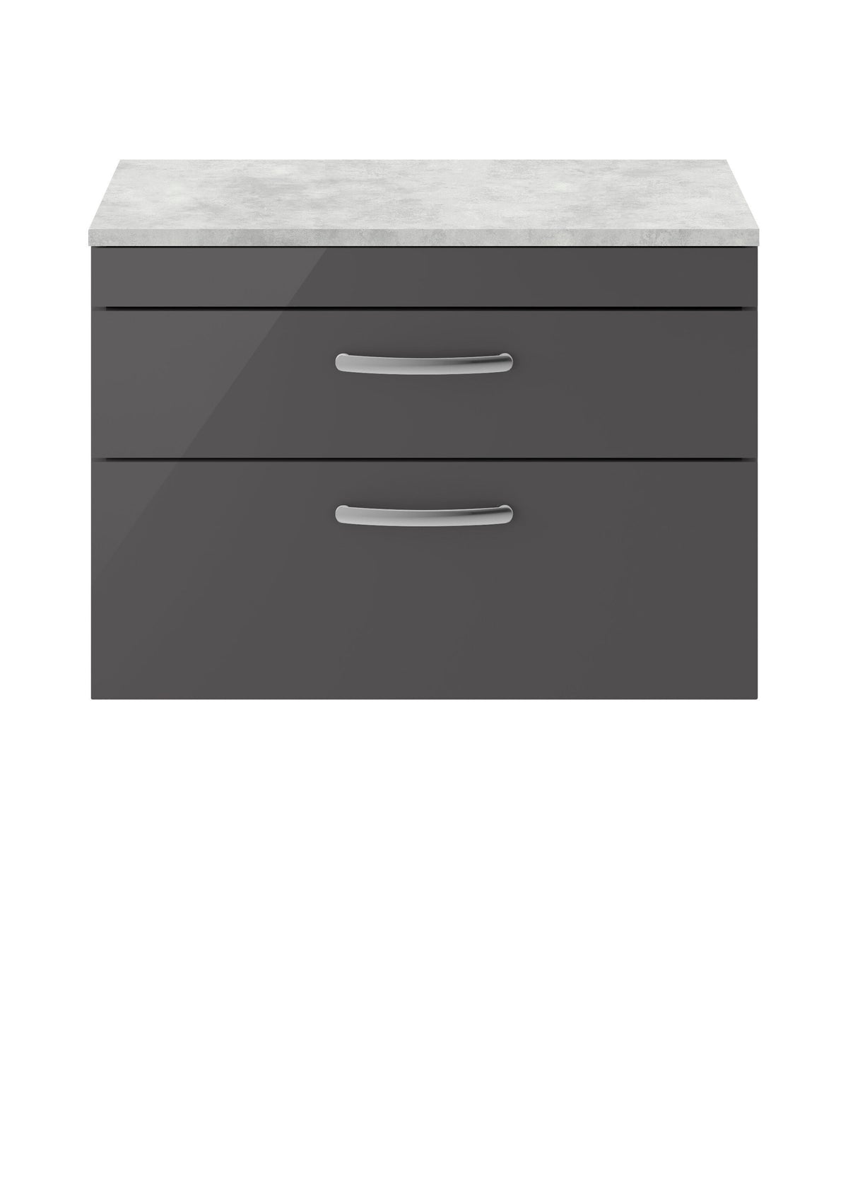 Nuie Athena 805mm 2 Drawer Wall Hung Vanity Unit With Bellato Grey Worktop