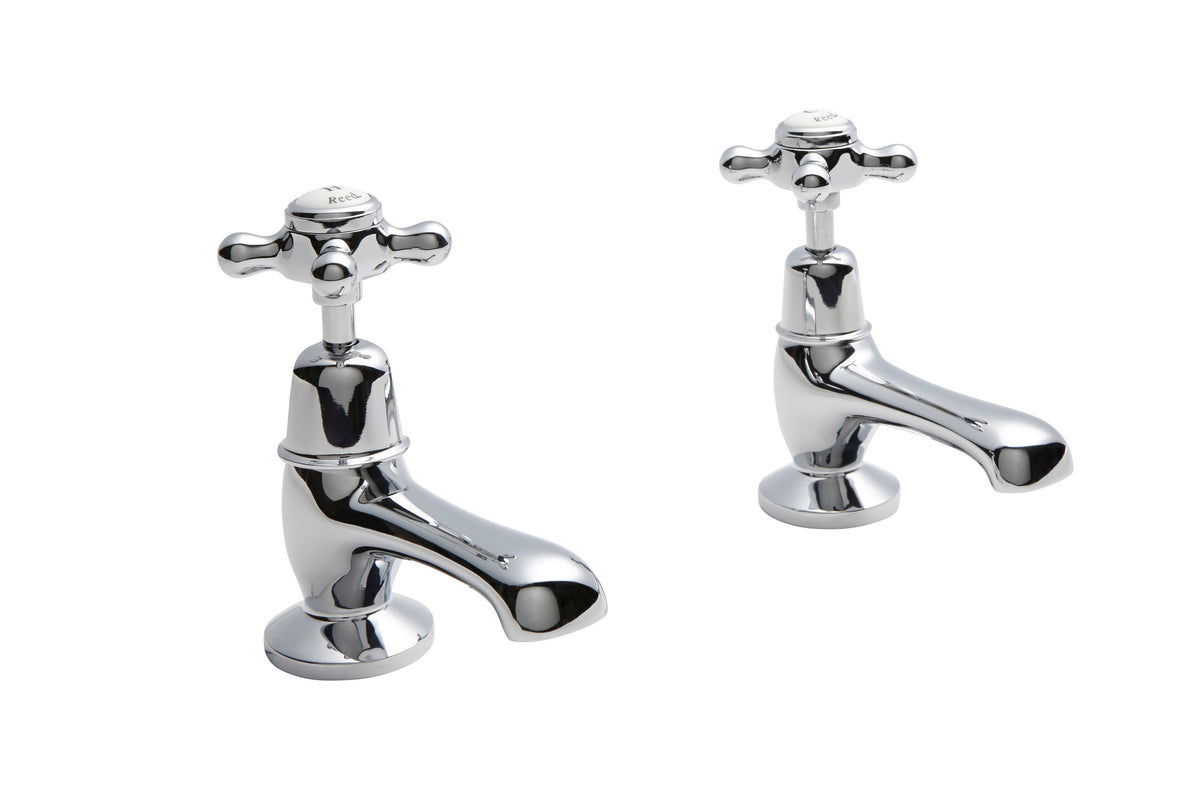 Old London Topaz /White Basin Taps With Dome Collar and Crosshead Handle
