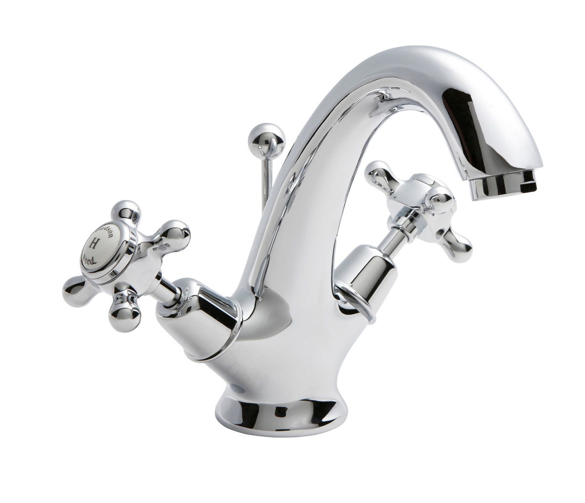 Old London Topaz /White Mono Basin Mixer With Dome Collar and Crosshead Handle Mixer and Waste