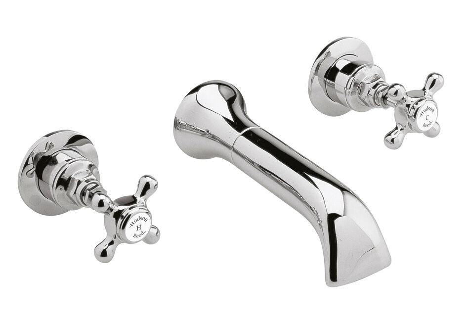 Old London Topaz /White Wall Mounted Bath Tap With Hexagonal Collar and Crosshead Handle