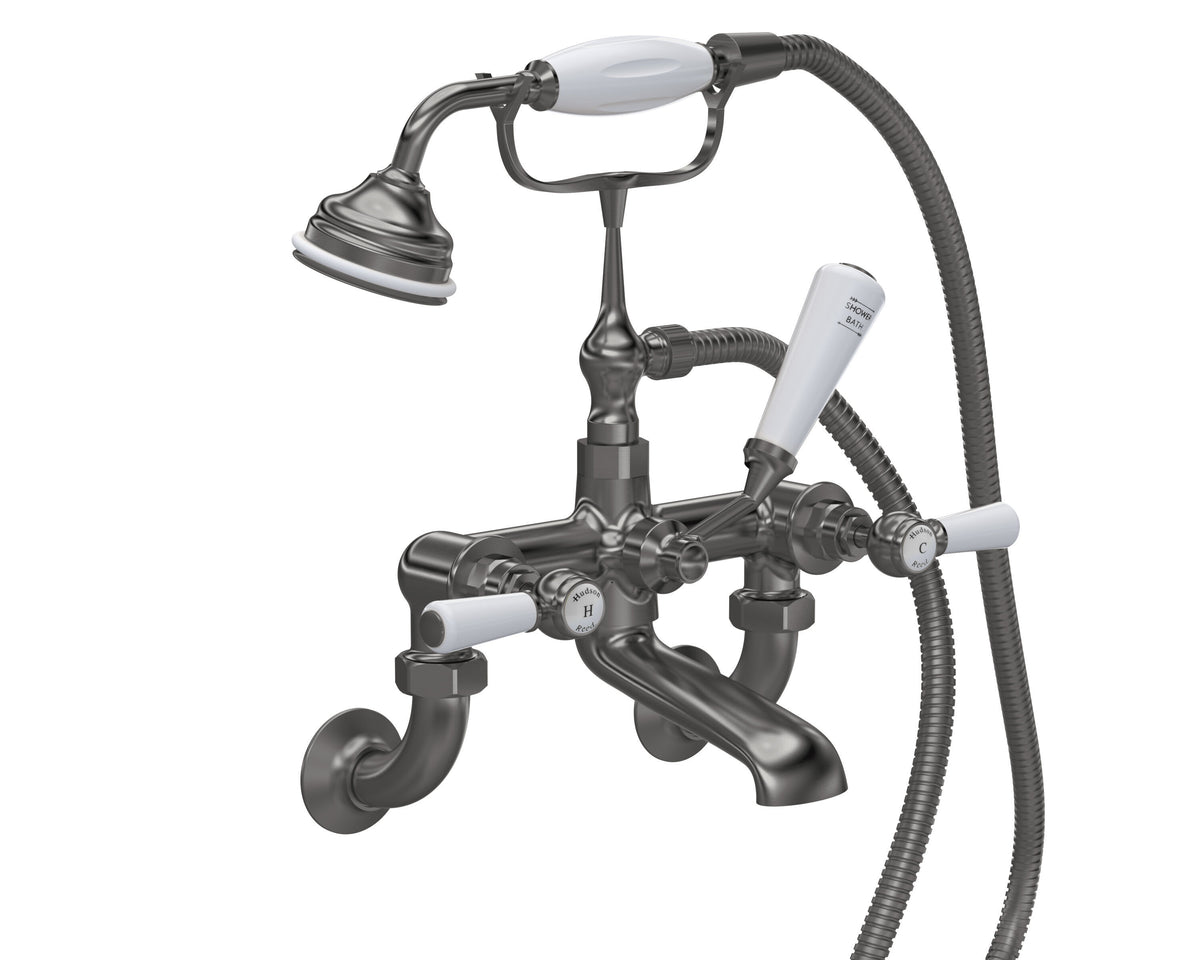 Old London Topaz /White Wall Mounted Bath Shower Mixer With Hexagonal Collar and Lever Handle