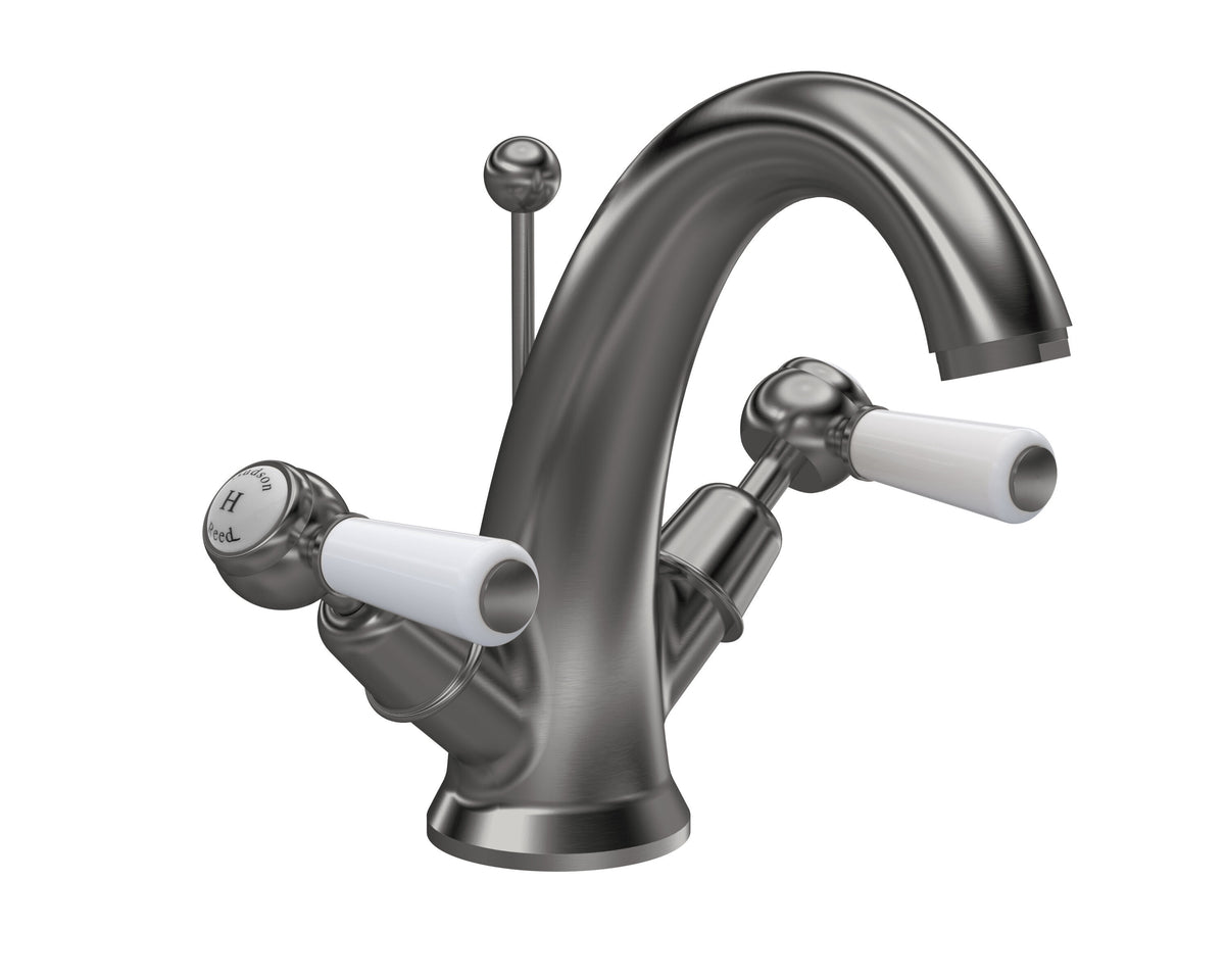 Old London Topaz /White Mono Basin Mixer With Dome Collar and Lever Handle and Waste