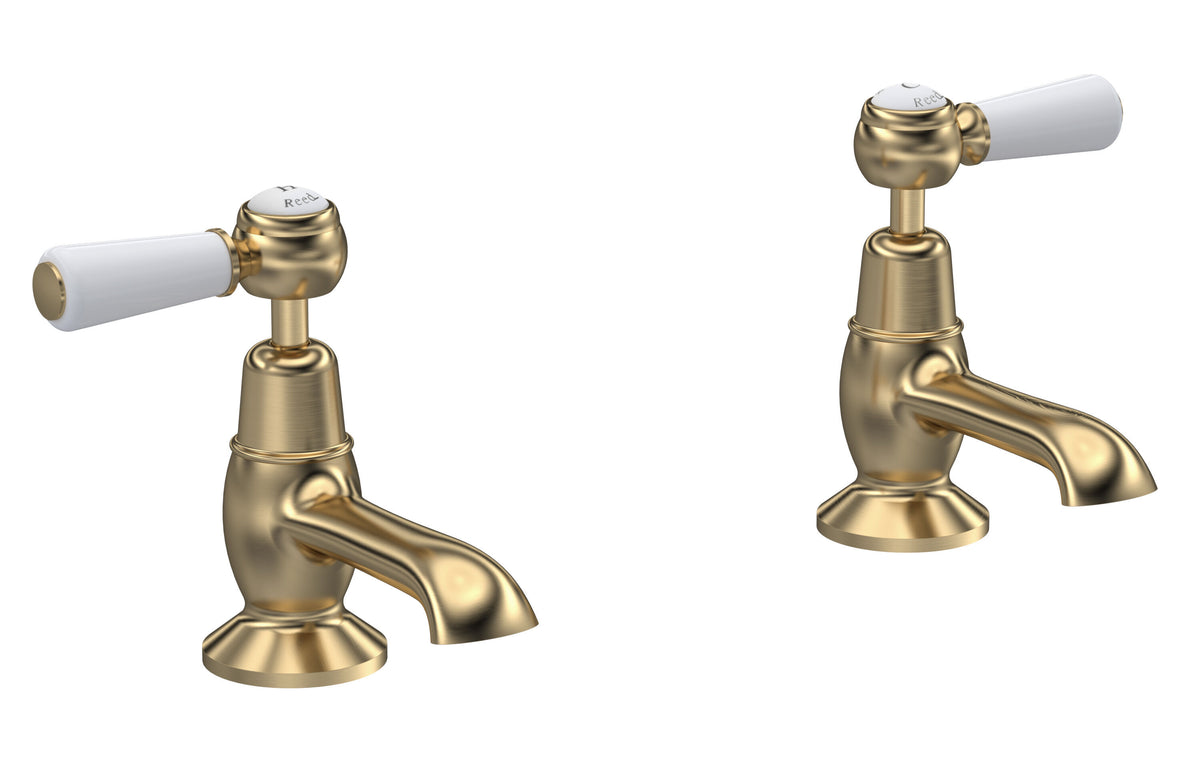 Old London Topaz /White Basin Taps With Dome Collar and Lever Handle