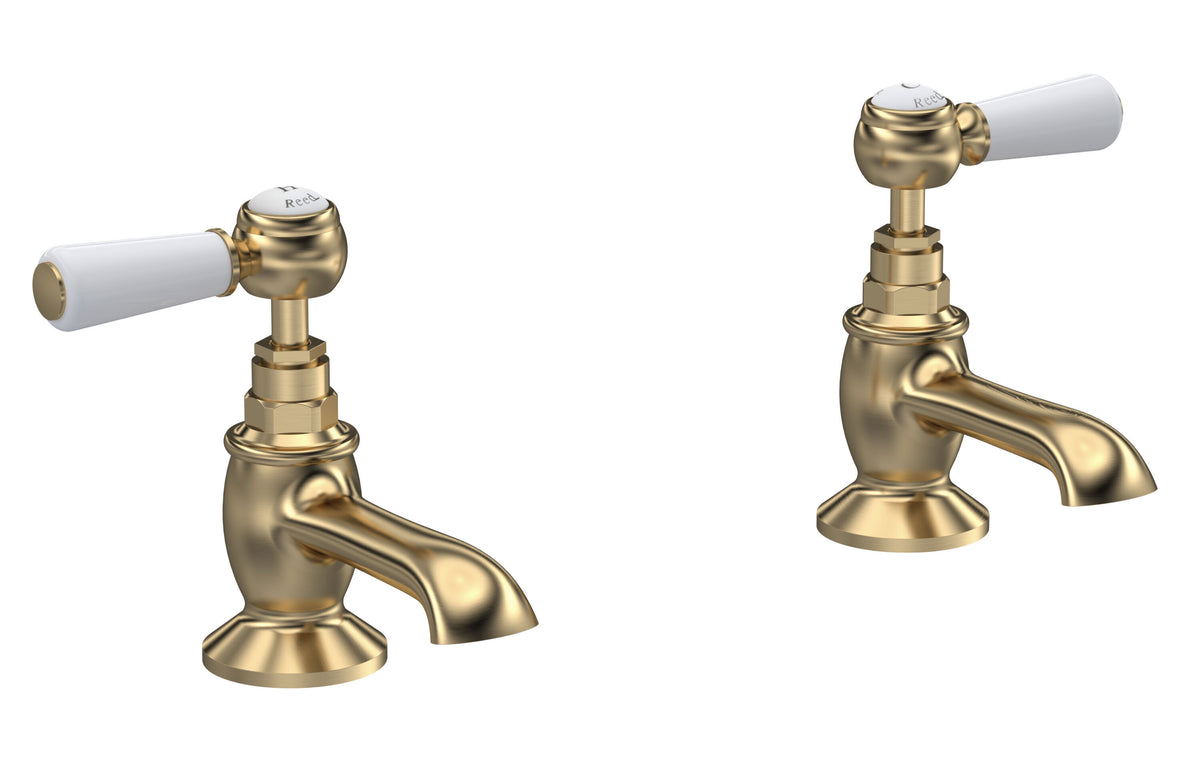 Old London Topaz /White Basin Taps With Hexagonal Collar and Lever Handle