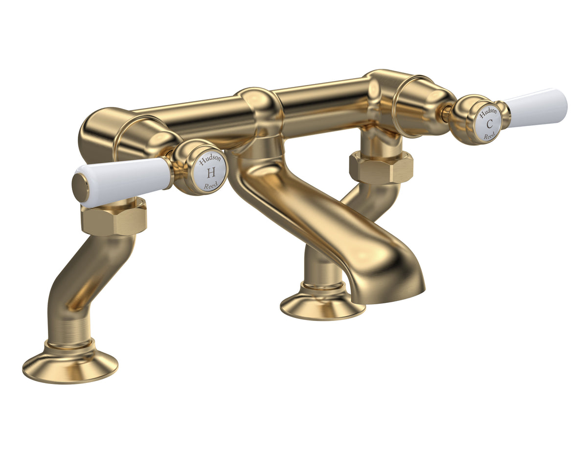 Old London Topaz /White Deck Mounted Lever Bath Mixer