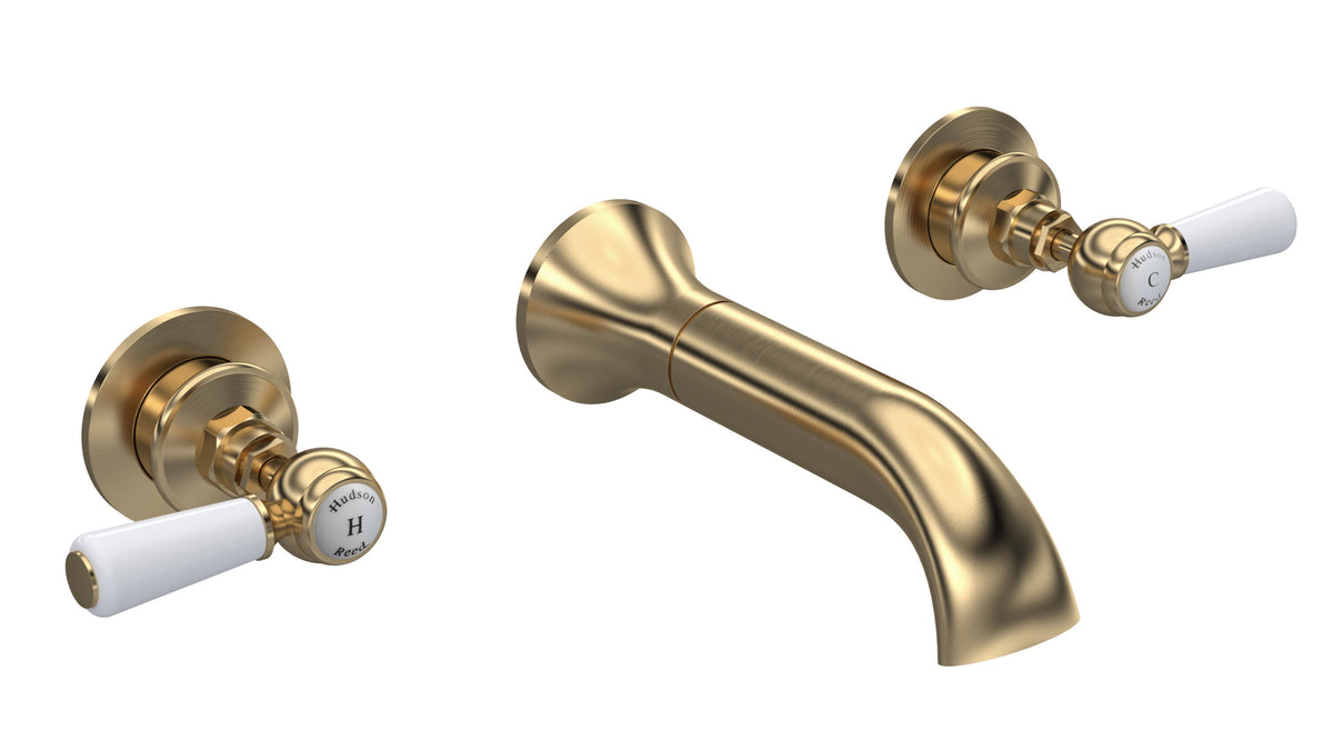 Old London Topaz /White Wall Mounted Bath Tap With Hexagonal Collar and Lever Handle