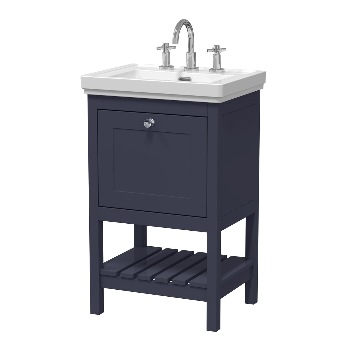 Old London Bexley 500mm 1 Drawer Floor Standing Vanity Unit With 3 Tap Holes Basin