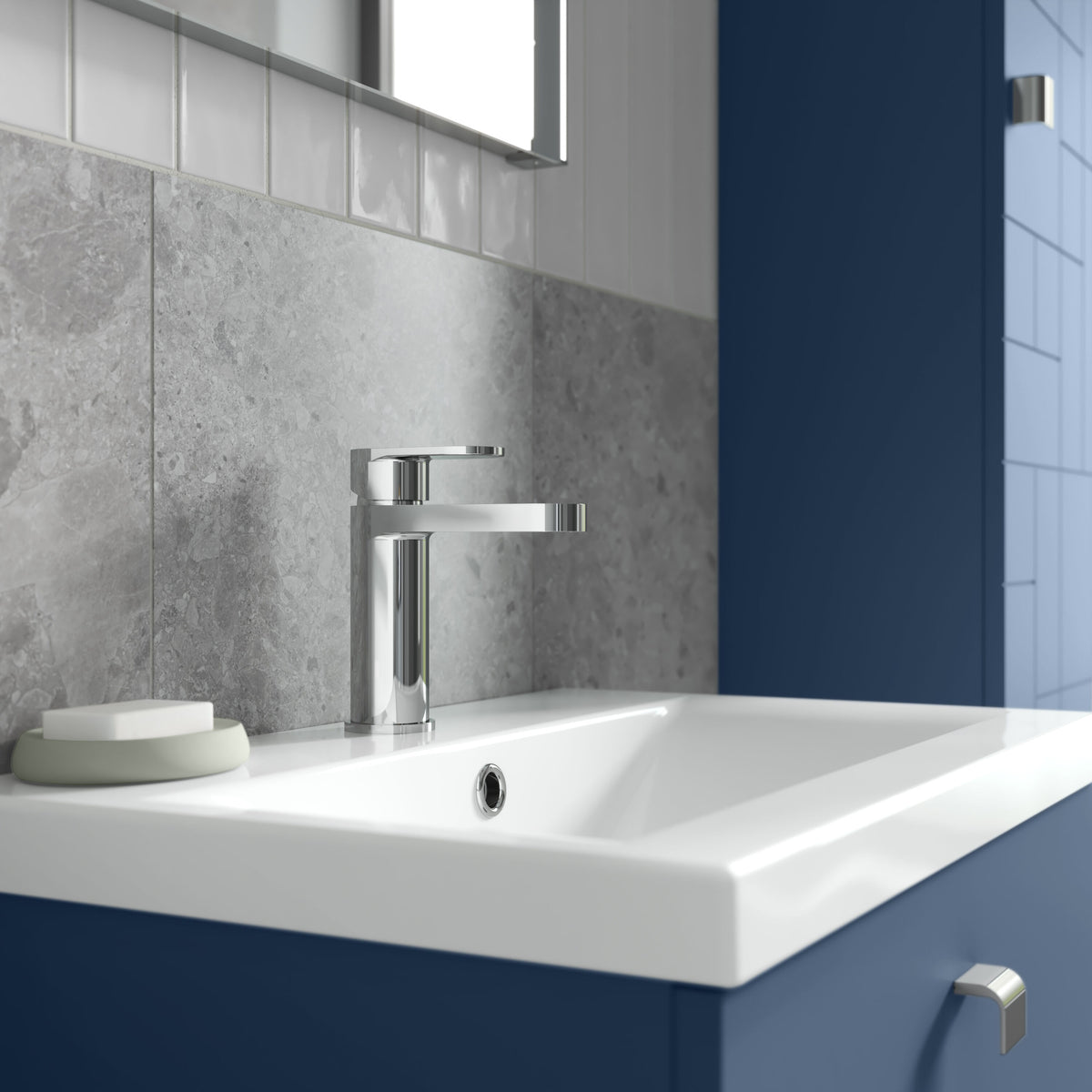 nuie Binsey Chrome Mono Basin Mixer With Push Button Waste - Lifestyle image